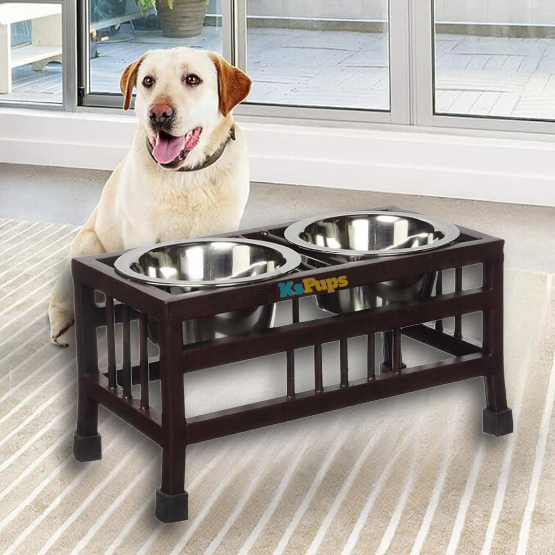 Roverpets Pet Feeder For Dogs & Cats | Dog Bowl Stand For Large Dogs | Stainless Steel Food And Water Bowls With Iron Stand | Do