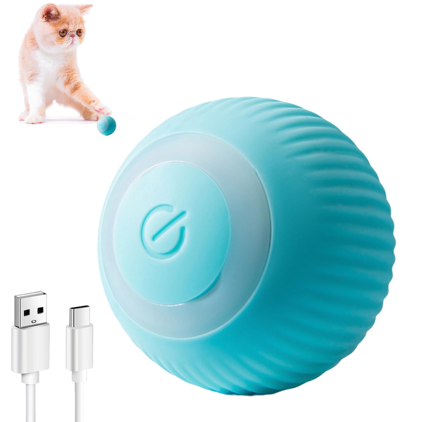 Ilantule Automatic Ball Interactive Toy For Cats With Led Lights Balls Usb Rechargeable