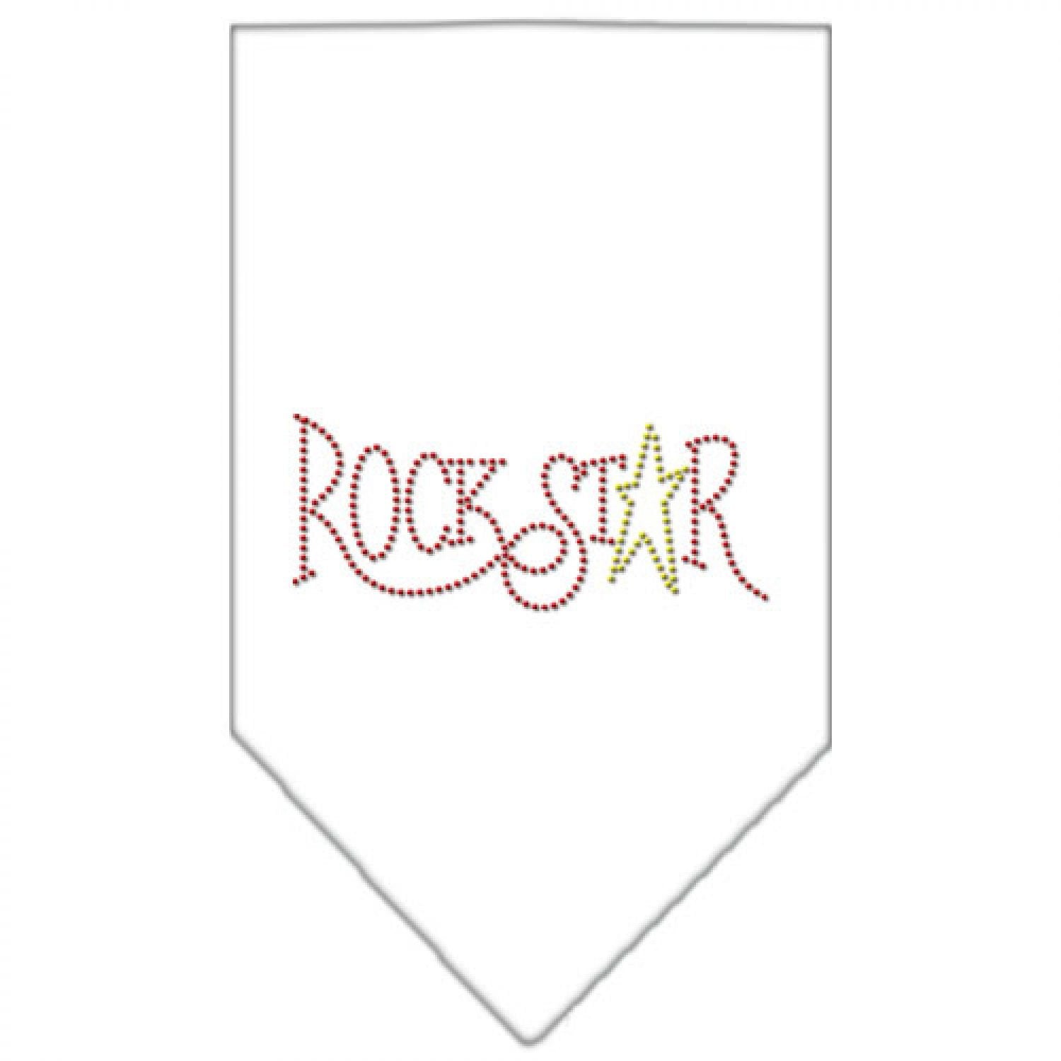 Pet and Dog Bandana Rhinestone, "Rock Star" White Large