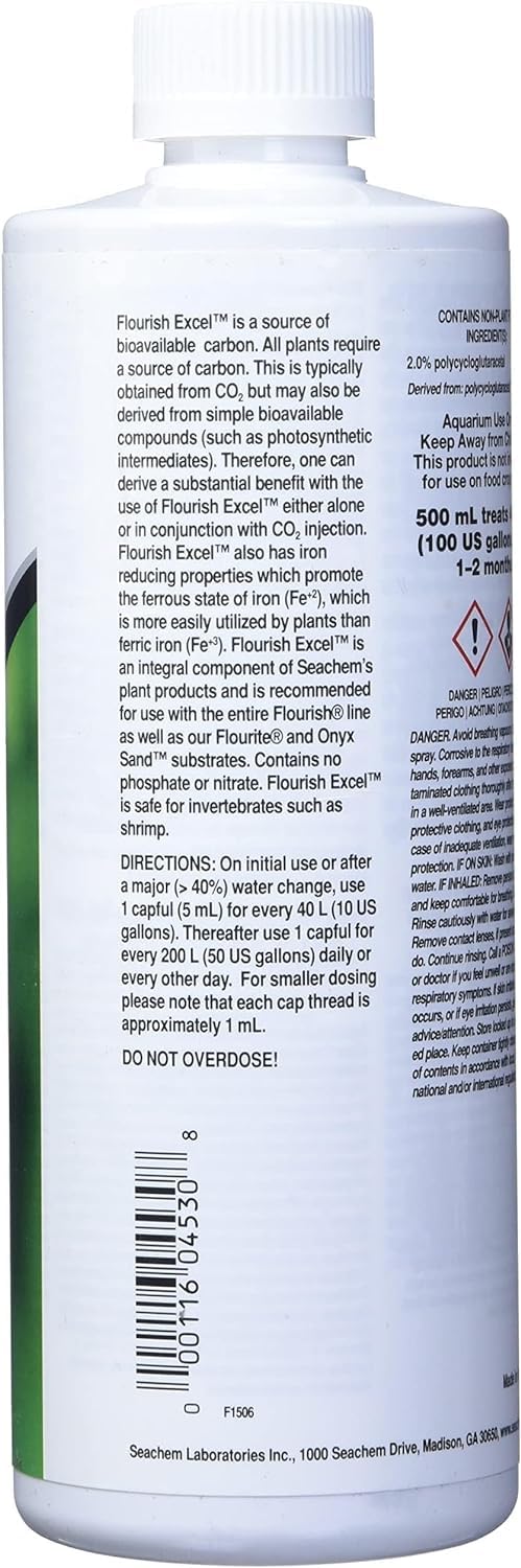 Seachem Flourish Excel 500 ml - Pack of 2, Plant Nutrient Supplement, Ideal for Aquatic Plants, 116045308