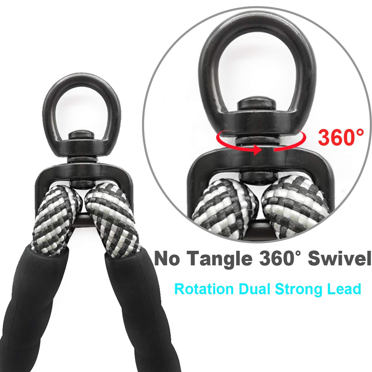 Mycicy Double Dog Leash Coupler, Tandem Leash For Two Dogs, No Tangle 360? Swivel Rotation Dual Strong Splitter, For Large Mediu