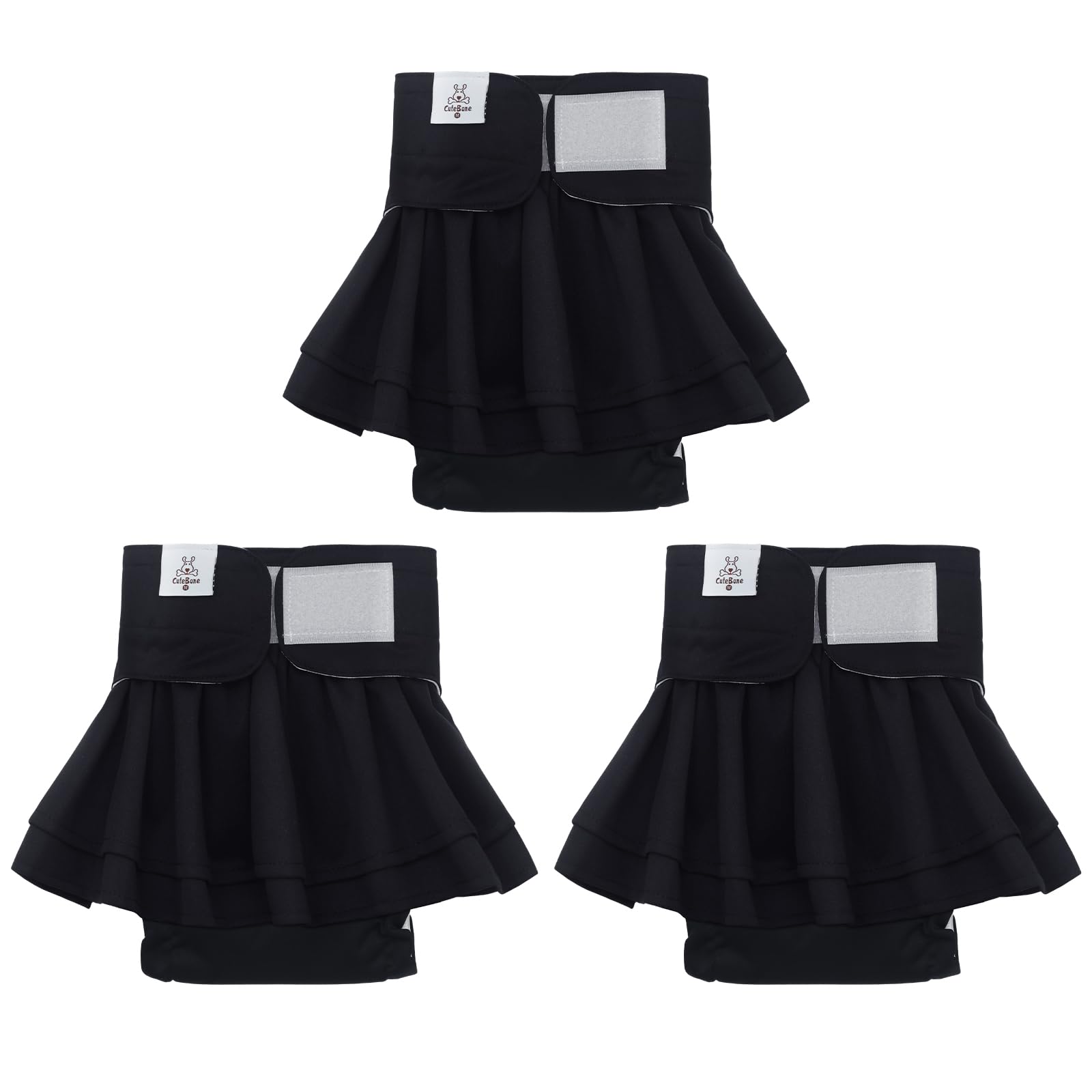 Cutebone Female Dog Diapers With Skirts 3 Pack Reusable Puppy Dresses Pants For Heat Cycle Period Qbd16Xl