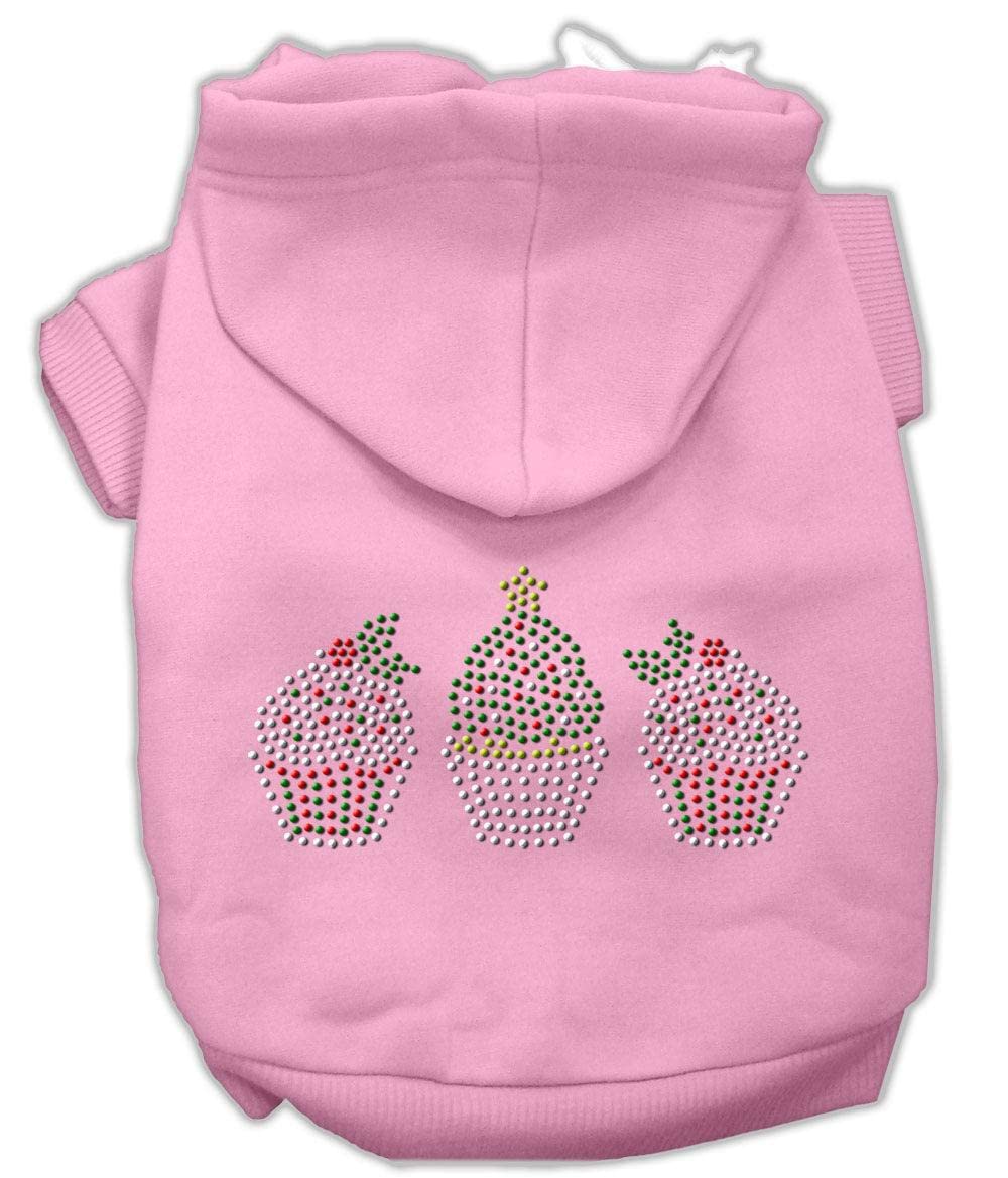 Mirage Pet Products 8-Inch Christmas Cupcakes Rhinestone Hoodie, X-Small, Red
