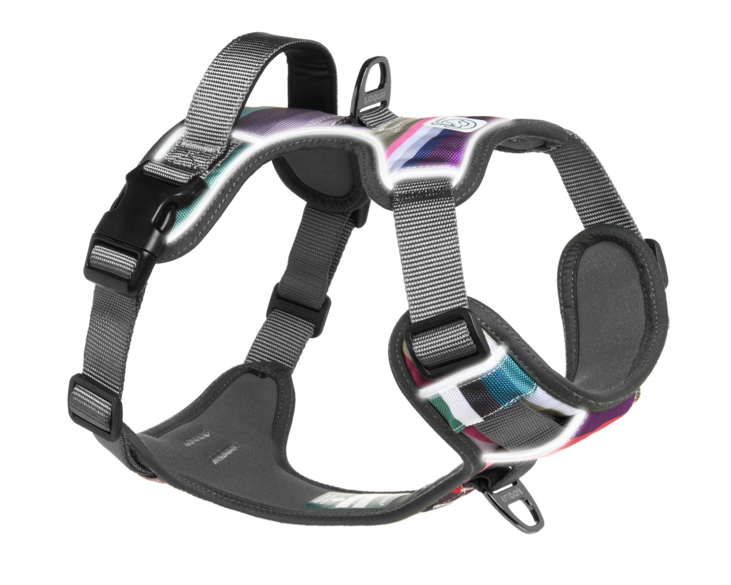 Embark Adventure Dog Harness, Reflective Trim No Pull Harness For Large Dogs - Military Grade Nylon, Front Clip With Gel Lined H