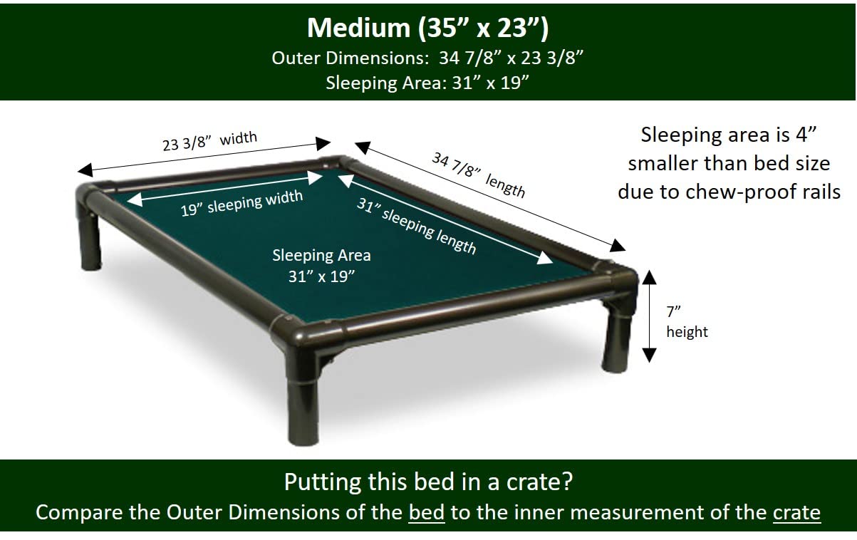 Kuranda Chewproof Dog Bed - Walnut PVC - 35'' x 23'' - Heavy Duty Vinyl - Forest