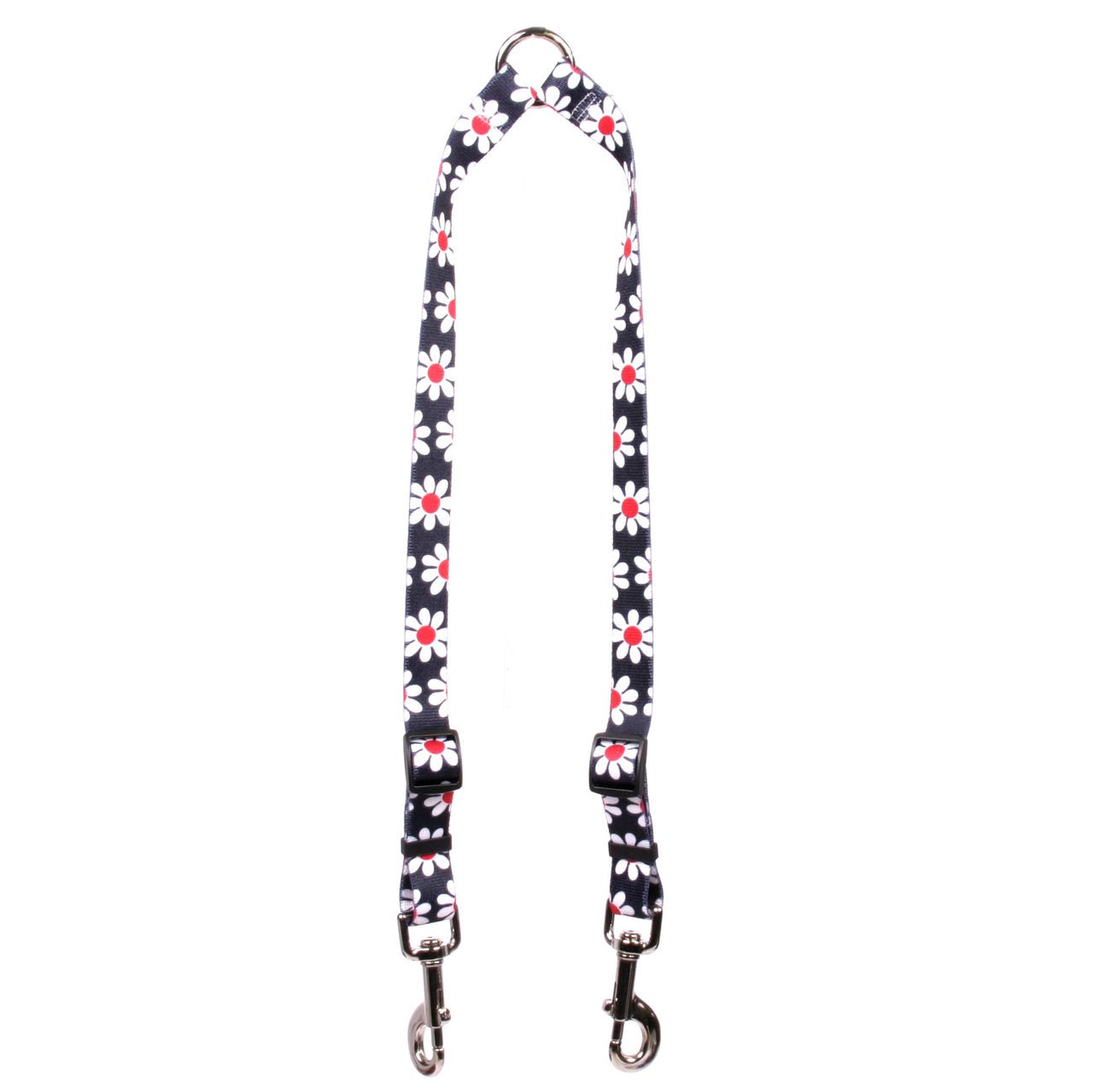 Yellow Dog Design Black Daisy Coupler Dog Leash 3/4' Wide And 12 To 20' Long, Medium