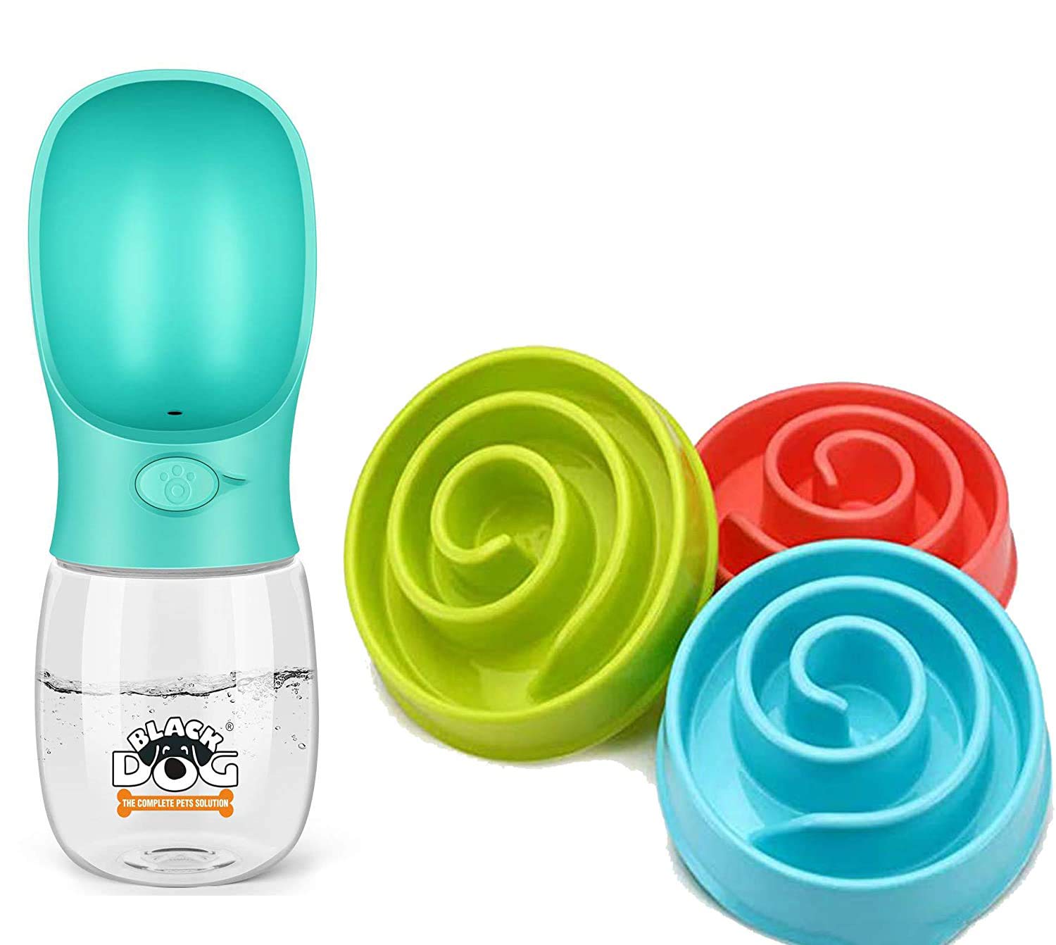 Black Dog Bowl For Dogs And Dog Water Bottle For Walking Slow Feeder Dog Bowl Small Dogs & Puppies (Color May Vary)