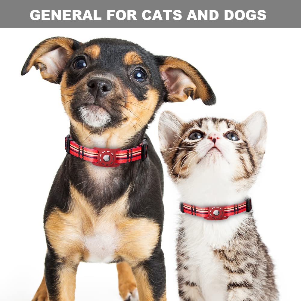 Konity Airtag Dog Collar, Compatible With Apple Airtag, Polyester Pet Cat Puppy Collar With Silicone Airtag Holder For Small, Me