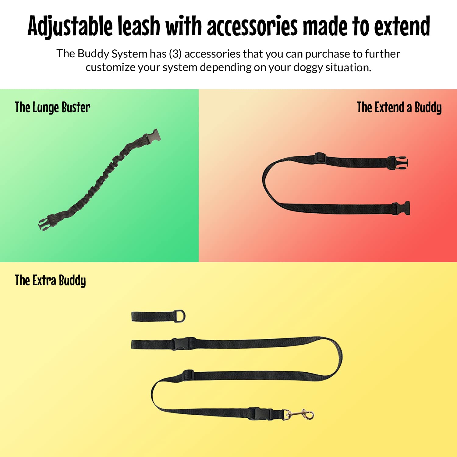 The Buddy System Accessories For Our Dog Leashes Made In Usa (Extra Buddy, Small Dog Black)