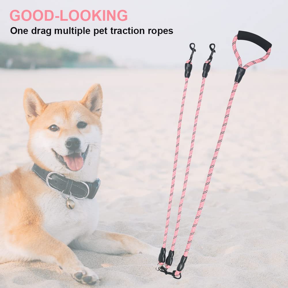 Dual Dog Leash, Reflective Heavy Duty Two Dog Leash For Small Medium Large Dogs, 2 Dog Leashes, 360 Swivel Tangle Free With Comf