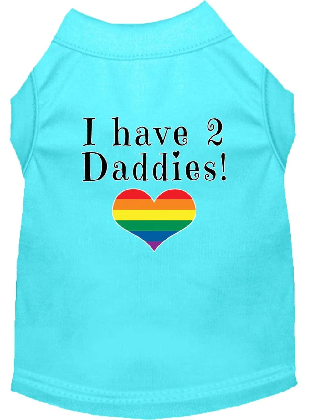 Pet Dog & Cat Shirt Screen Printed, "I Have Two Daddies" Bright Pink SM (3-6 lbs.)