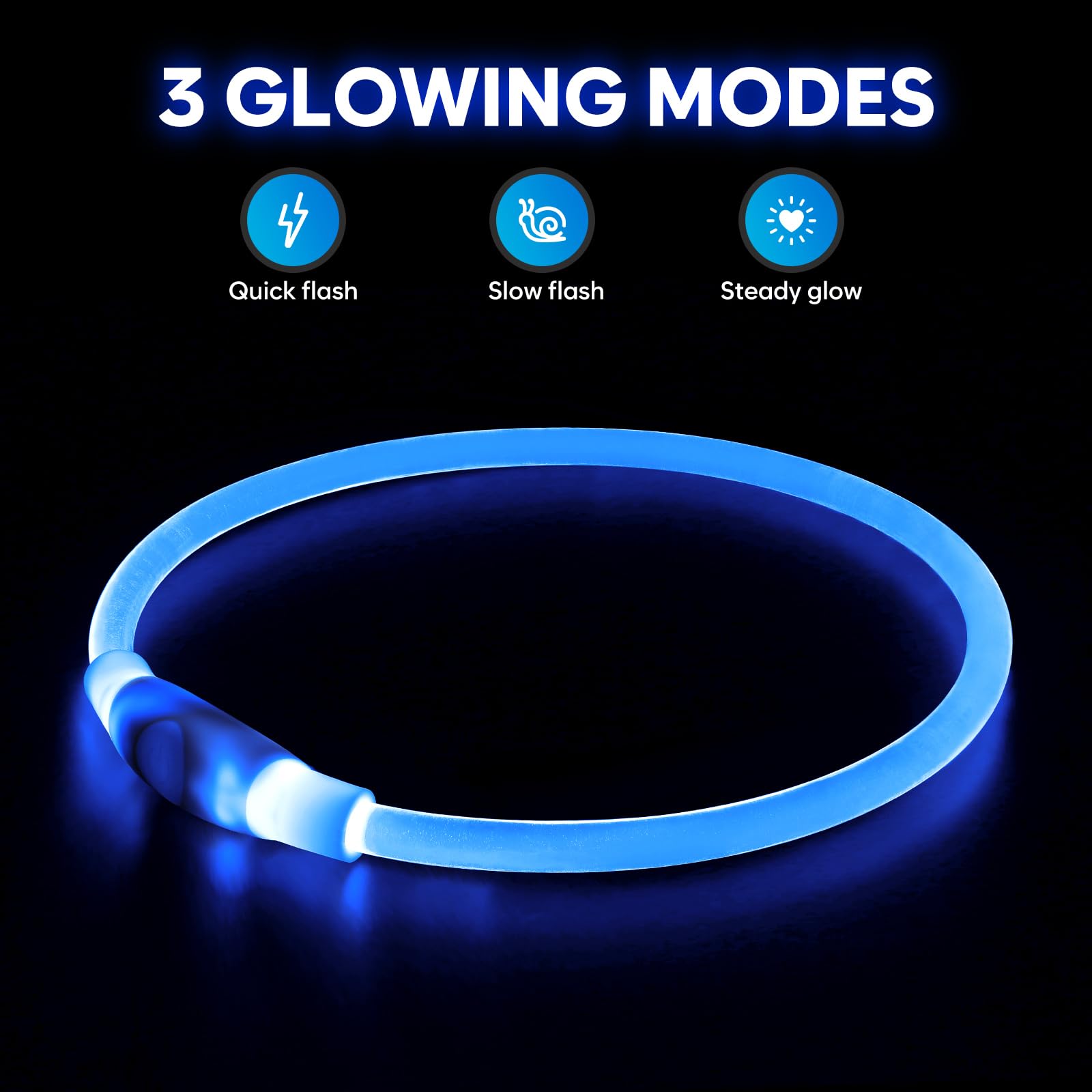 Higo Led Dog Collar, Usb Rechargeable Light Up Dog Collars Glow In The Dark, Tpu Cuttable Pet Safety Dog Necklace For Nighttime