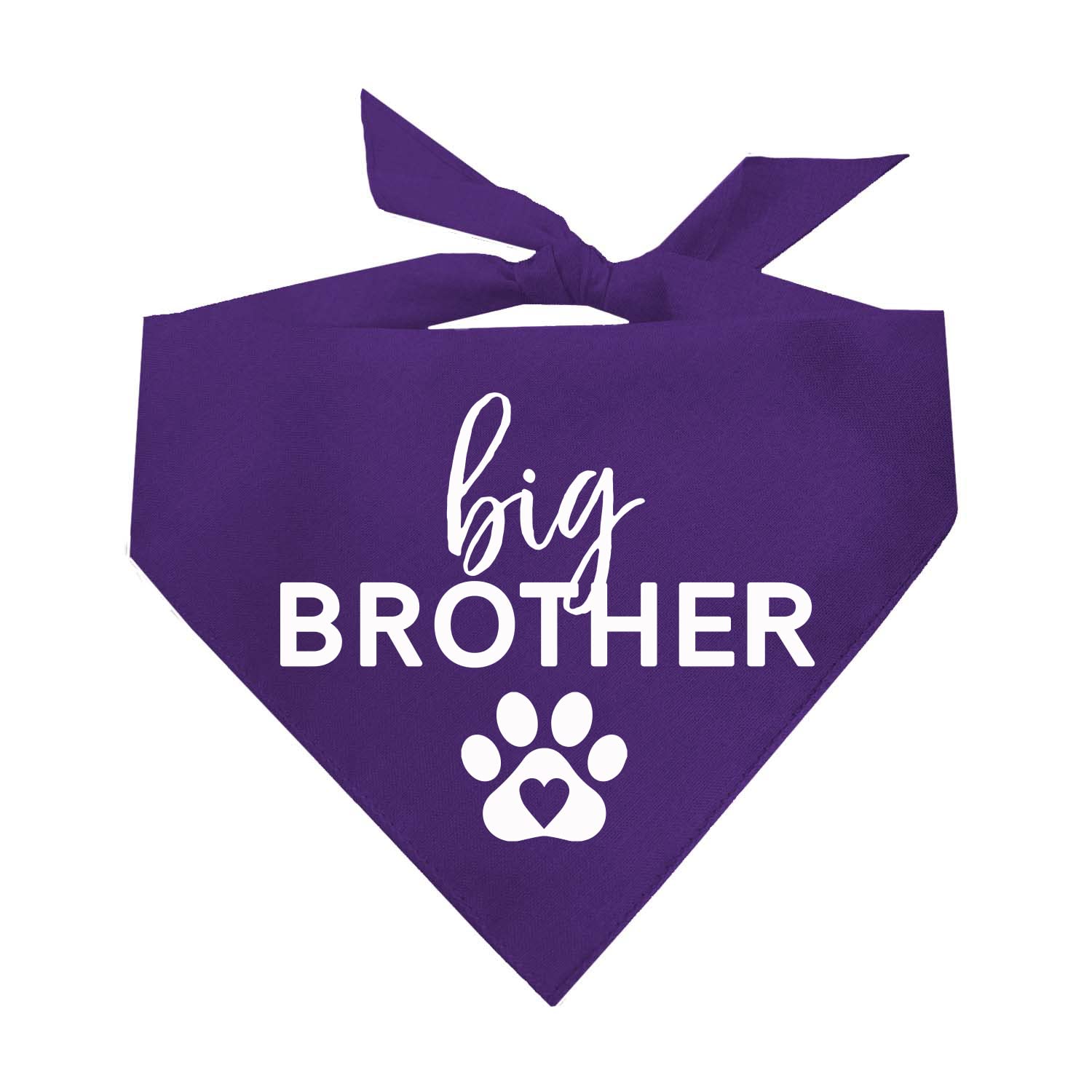 Big Brother With Heart Paw Baby Announcement Dog Bandana (Purple, Os 87)