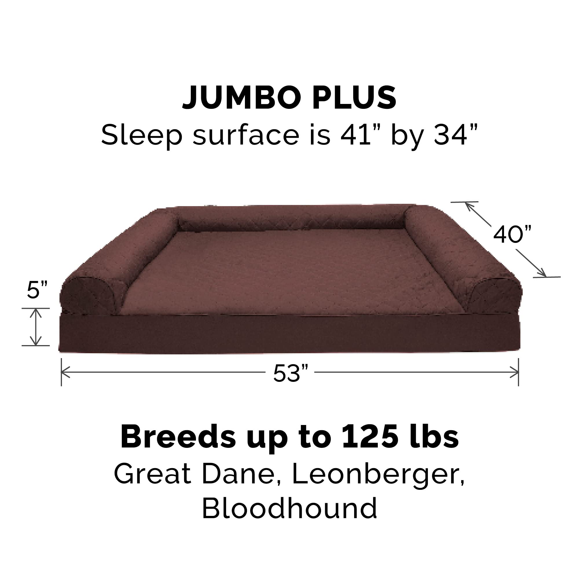 Furhaven Orthopedic Dog Bed for Large Dogs w/ Removable Bolsters & Washable Cover, For Dogs Up to 125 lbs - Quilted Sofa - Coffe