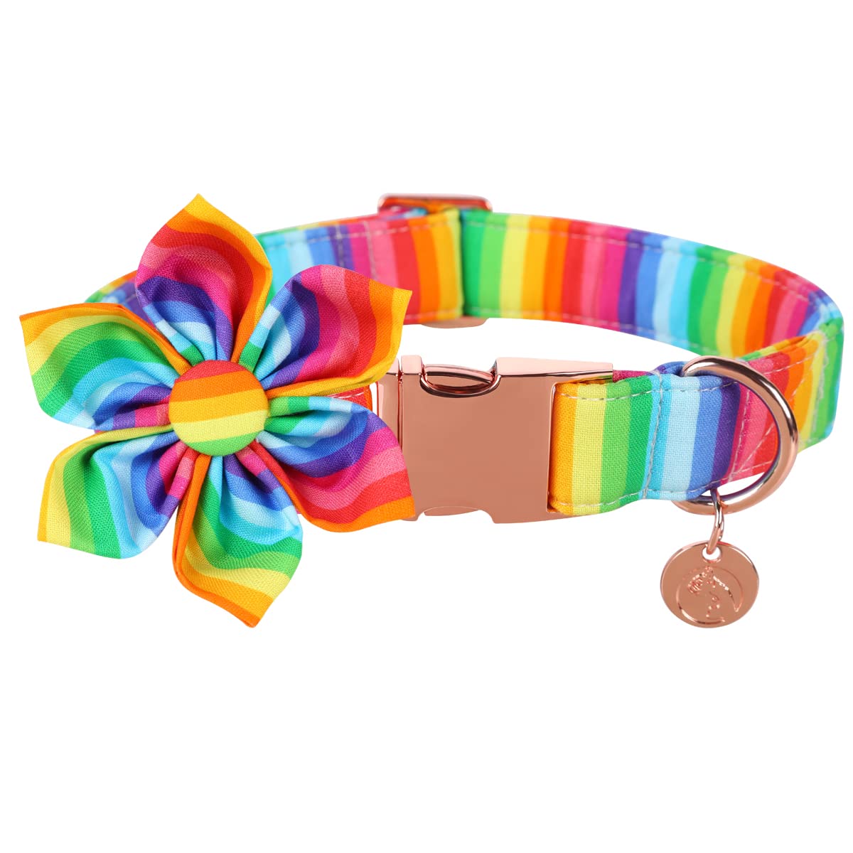 Dogwong Cotton Pride Dog Collar, Rainbow Lgbtq Dog Collar Puppy Pet Collar For Small Medium Large Dog