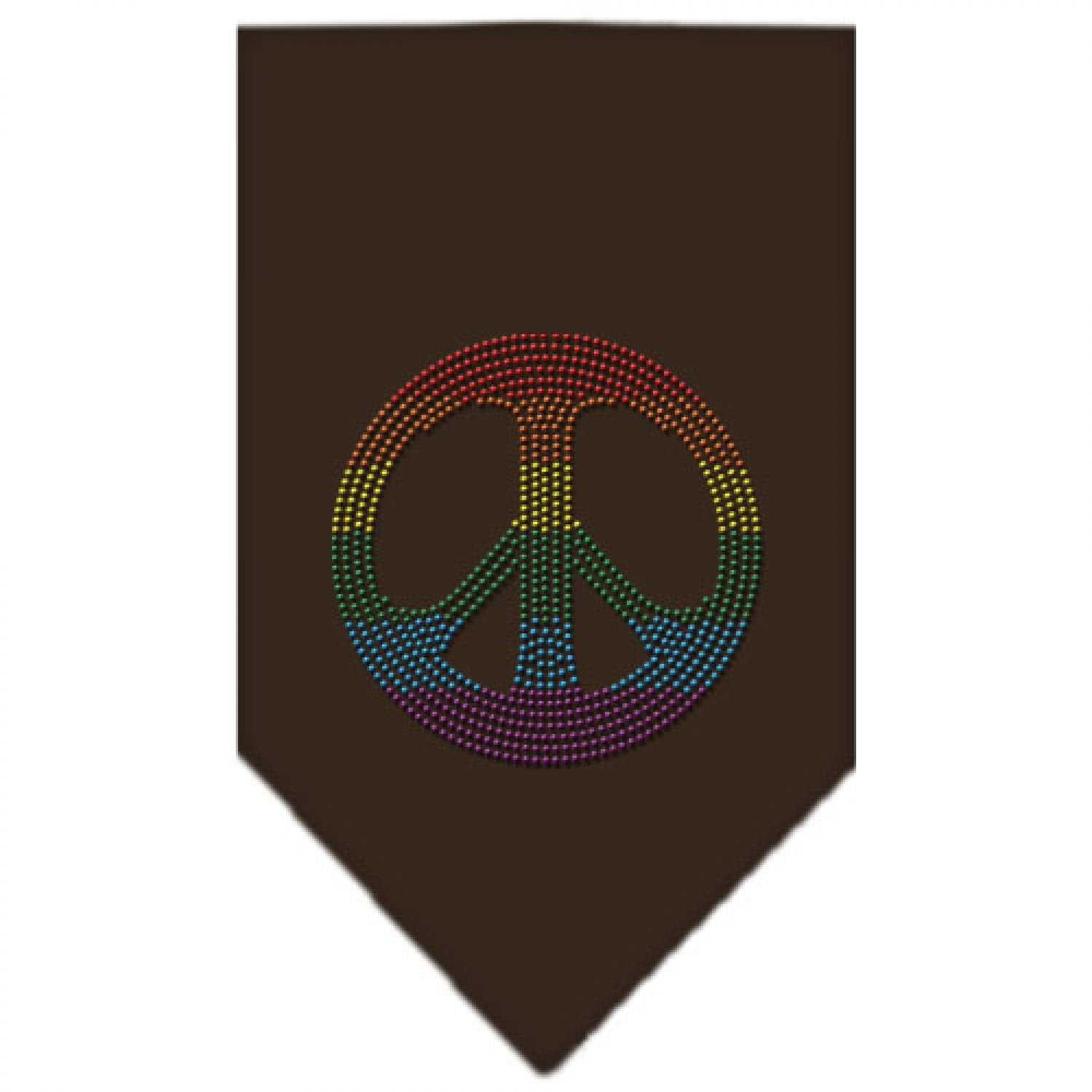 Mirage Pet Products Rainbow Peace Sign Rhinestone Bandana, Large, Cocoa