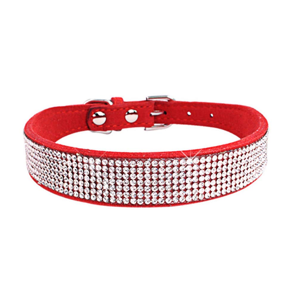 Xs Dog Collar Girl,Red Rhinestone Dog Collars Bling Diamond Cute Sparkly Jewelry Cat Collar For Xs Small Medium Large Girl Femal