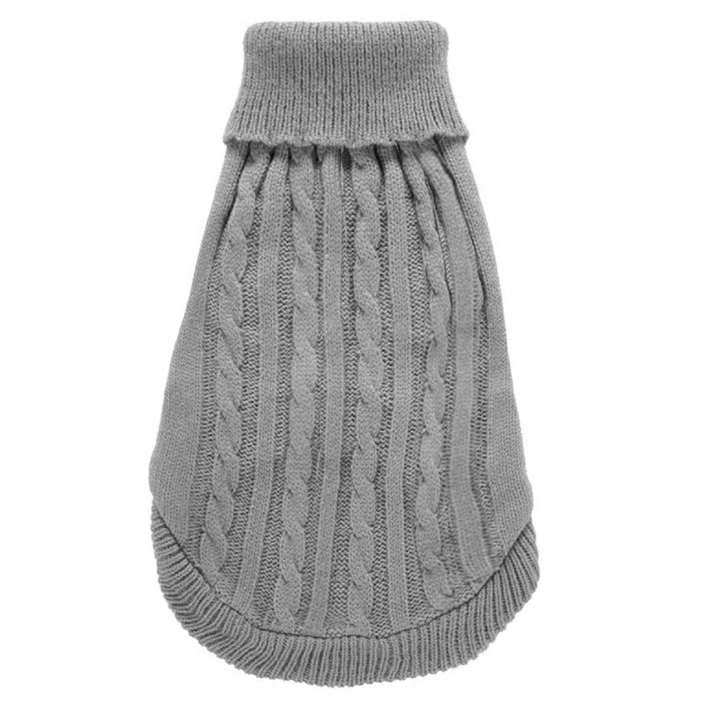 Chborchicen Small Dog Sweaters Knitted Pet Cat Sweater Warm Dog Sweatshirt Dog Winter Clothes Kitten Puppy Sweater (Large, Grey)