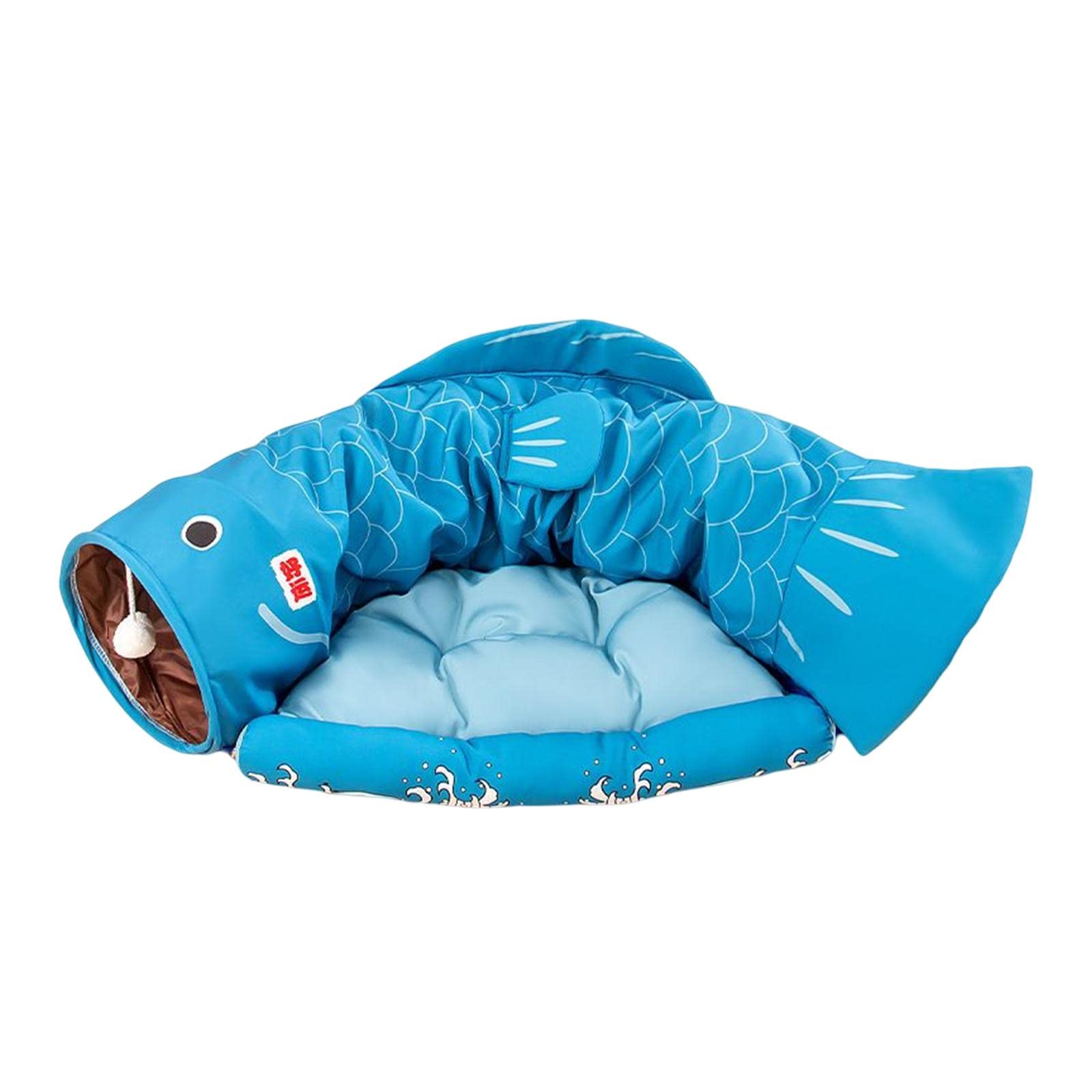 Atorse Cat Tunnel Pet Interactive Toy Washable Cushion With Ball For Hedgehog Blue