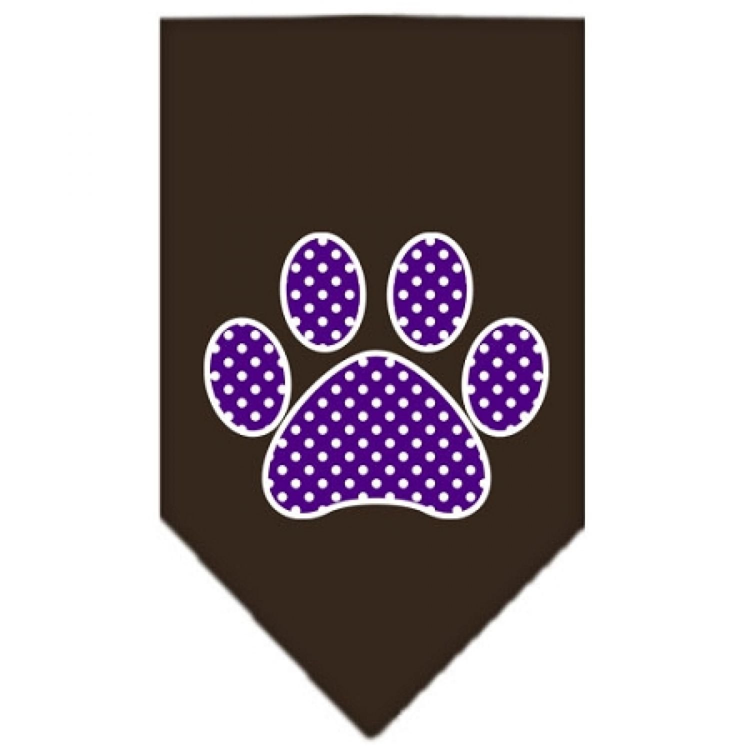 Pet and Dog Bandana Screen Printed, Purple Swiss Dot Paw Cocoa Small