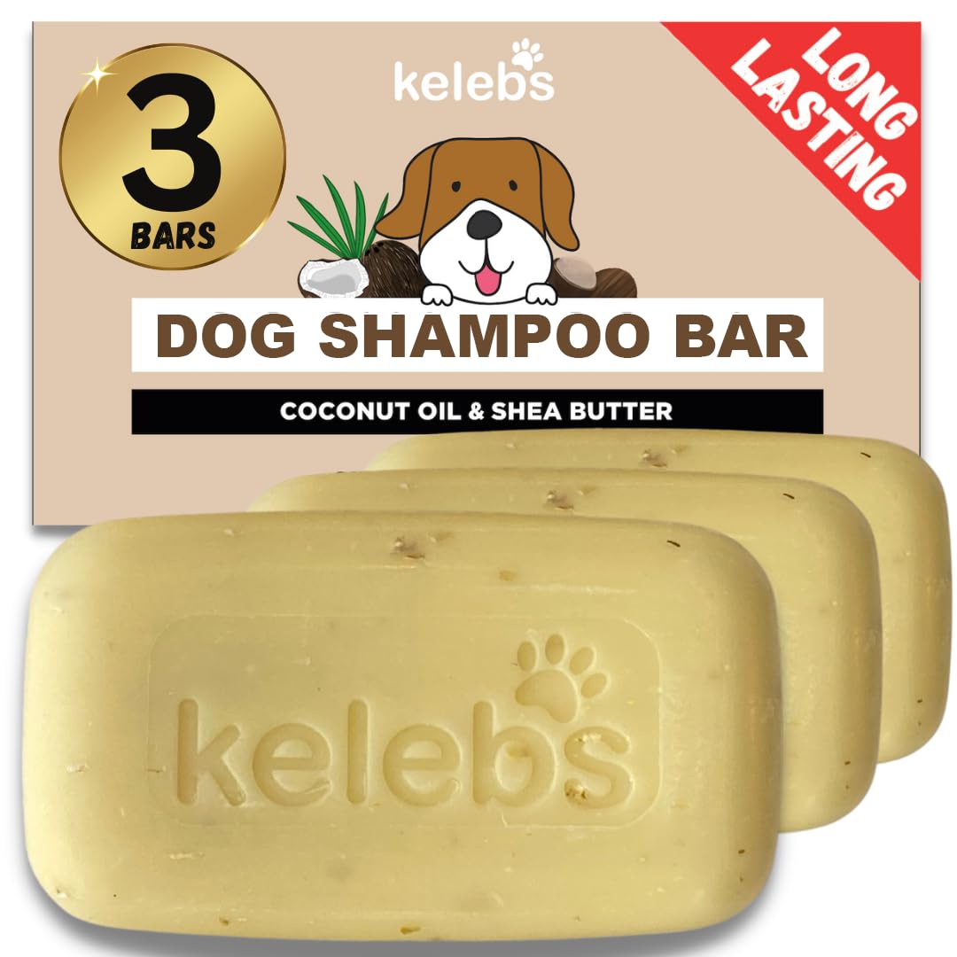 Kelebs Undercoat control deShedding Dog Shampoo  Shedding shampoo for dogs  Dandruff Moisturizing Soap Bar  coconut Oil & Shea B