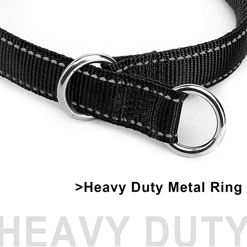 Mycicy Reflective Slip Collar, Soft Nylon Training Choke Collar For Dogs In Black 22', Wide 1'