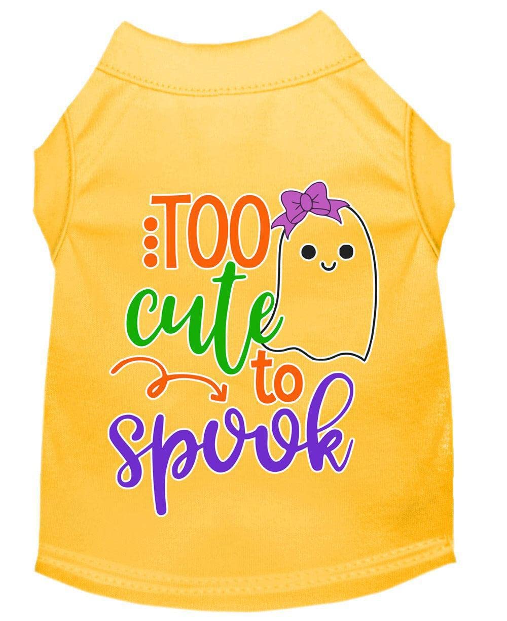 Halloween Pet Dog & Cat Shirt Screen Printed, "Too Cute To Spook - Girly Ghost" Orange SM (3-6 lbs.)