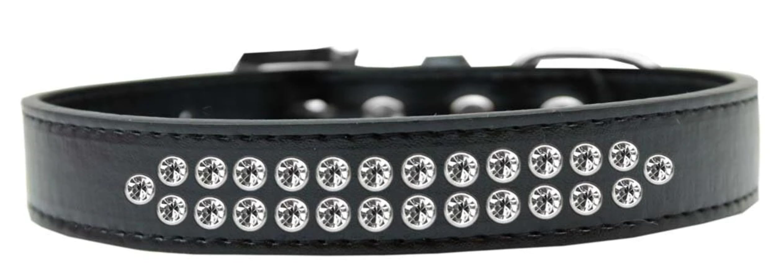 Dog, Puppy & Pet Fashion Collar, Two Row Clear Crystal Rimsets Lavender 16