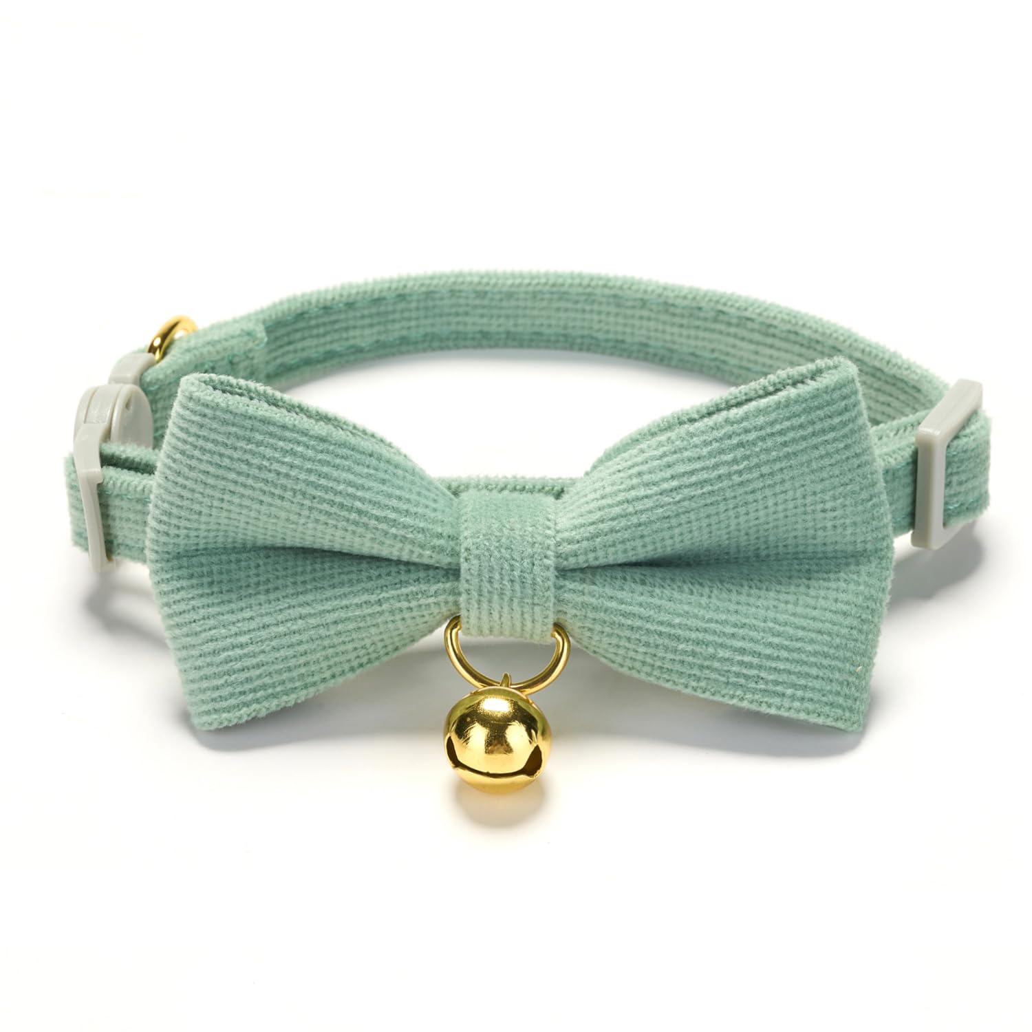 Ewinoom 2 Pack Soft Corduroy Cat Collars With Bow Tie & Bell, Adjustable Breakaway Cotton Kitty Bowtie Collar For Female Male Ca