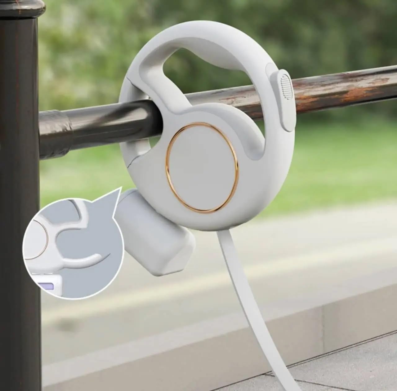 Retractable Dog Leash 10Ft/3M - Rechargeable Pet Leash With Led Flashlight One-Handed Brake Ring Buckle Locker & Poop Bag Dispen