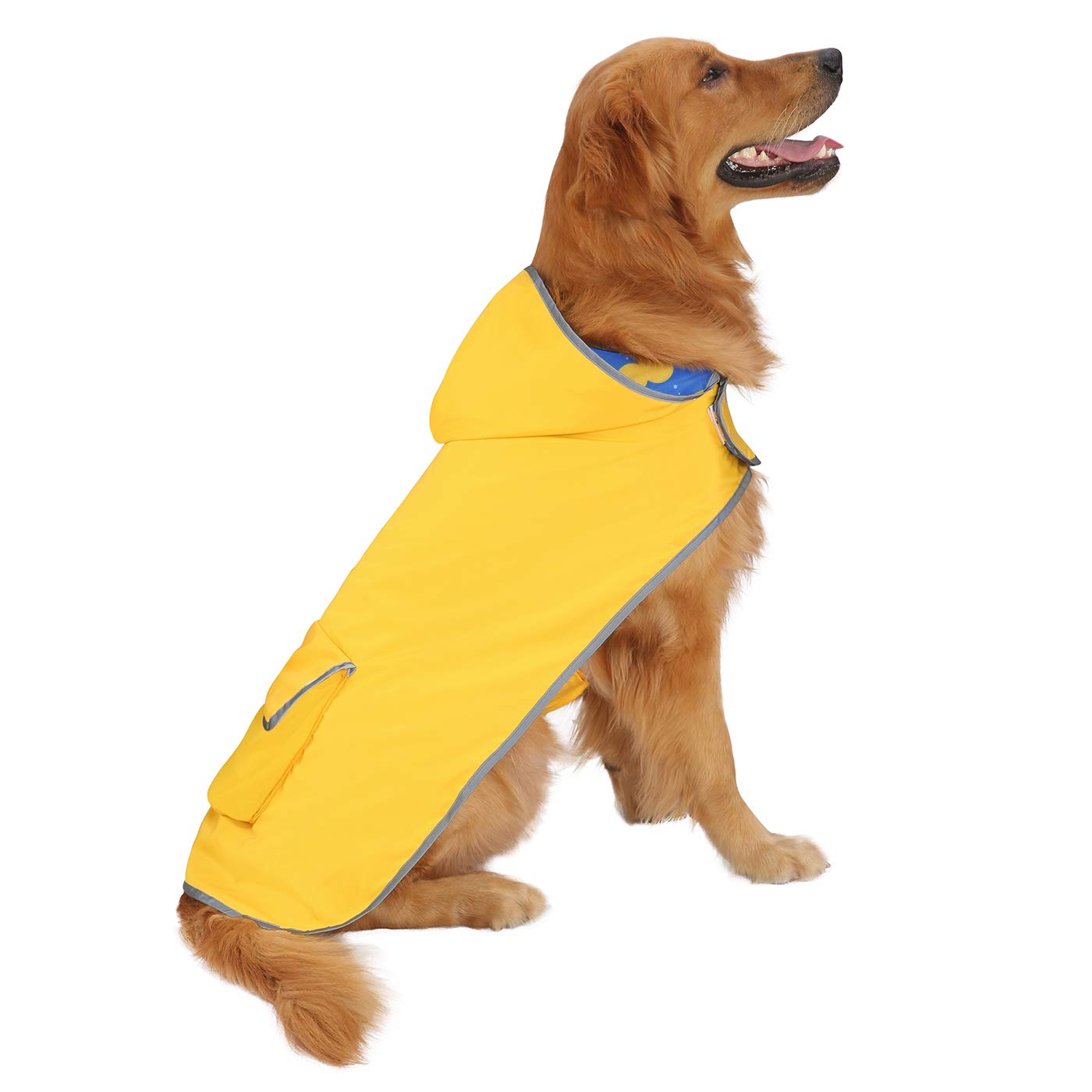 Hde Reversible Dog Raincoat Hooded Slicker Poncho Rain Coat Jacket For Small Medium Large Dogs Ducks Yellow - Xxl
