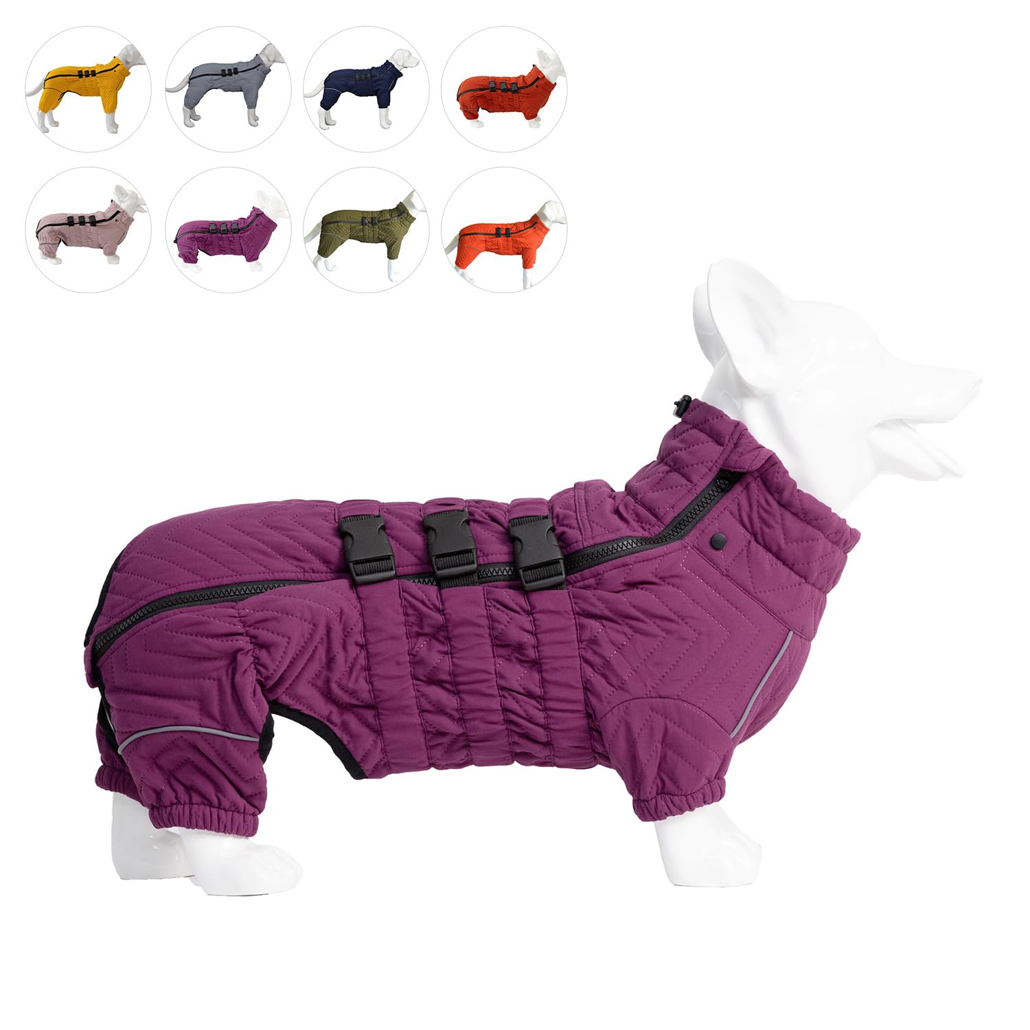 Lovelonglong Warm Dog Coat Double Layers Dog Vest, 4 Legs Covered Windproof Waterproof Reflective Warm Dog Vest Outdoor Skating 