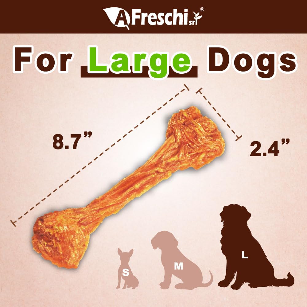 Afreschi Natural Turkey Tendon Bone (L) 10 Units/Box, Dog Treats for Signature Series, All Natural Human Grade Puppy Chew, Turke