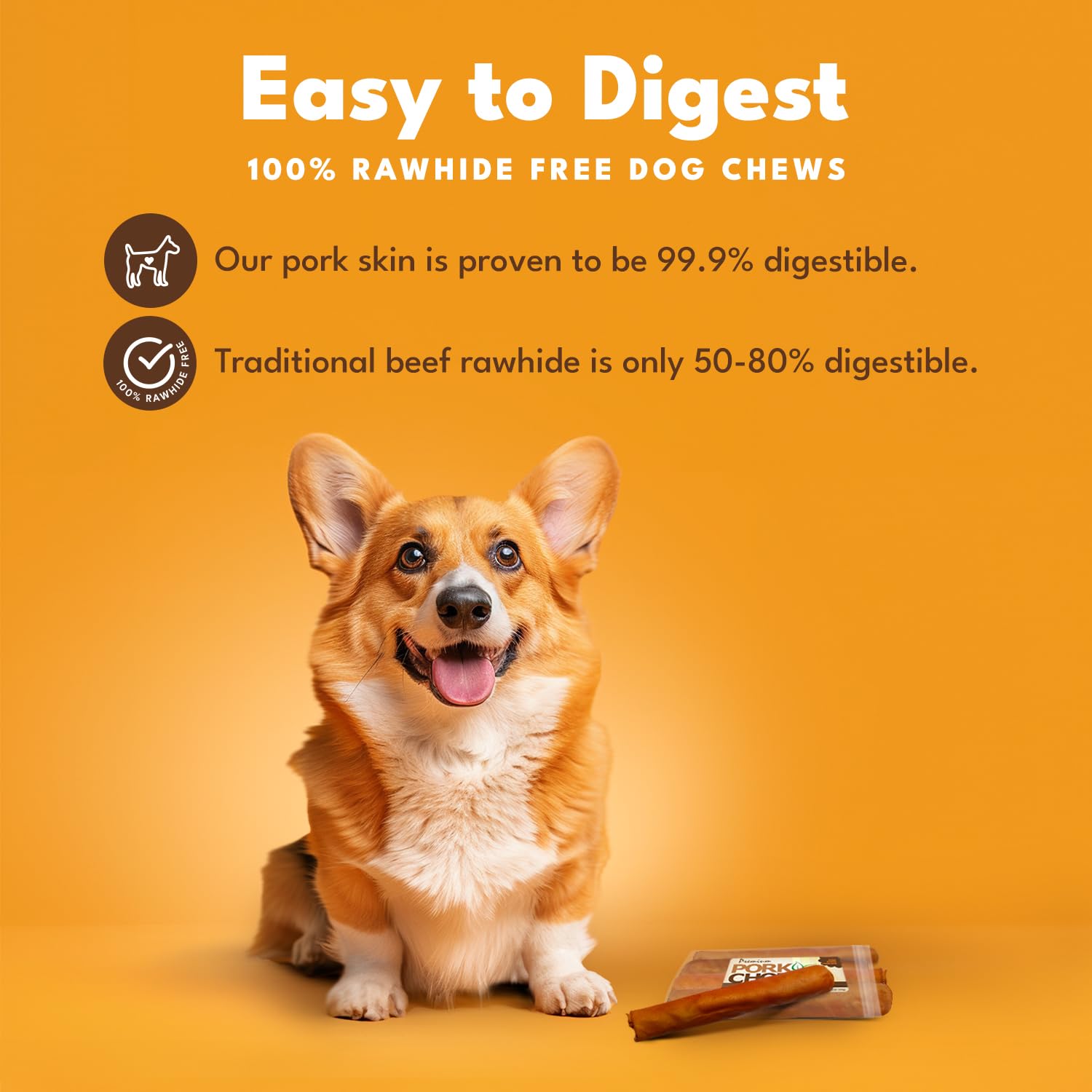 Pork Chomps Roasted Pork Skin Dog Chews, 8-inch Rolls, 5 Count
