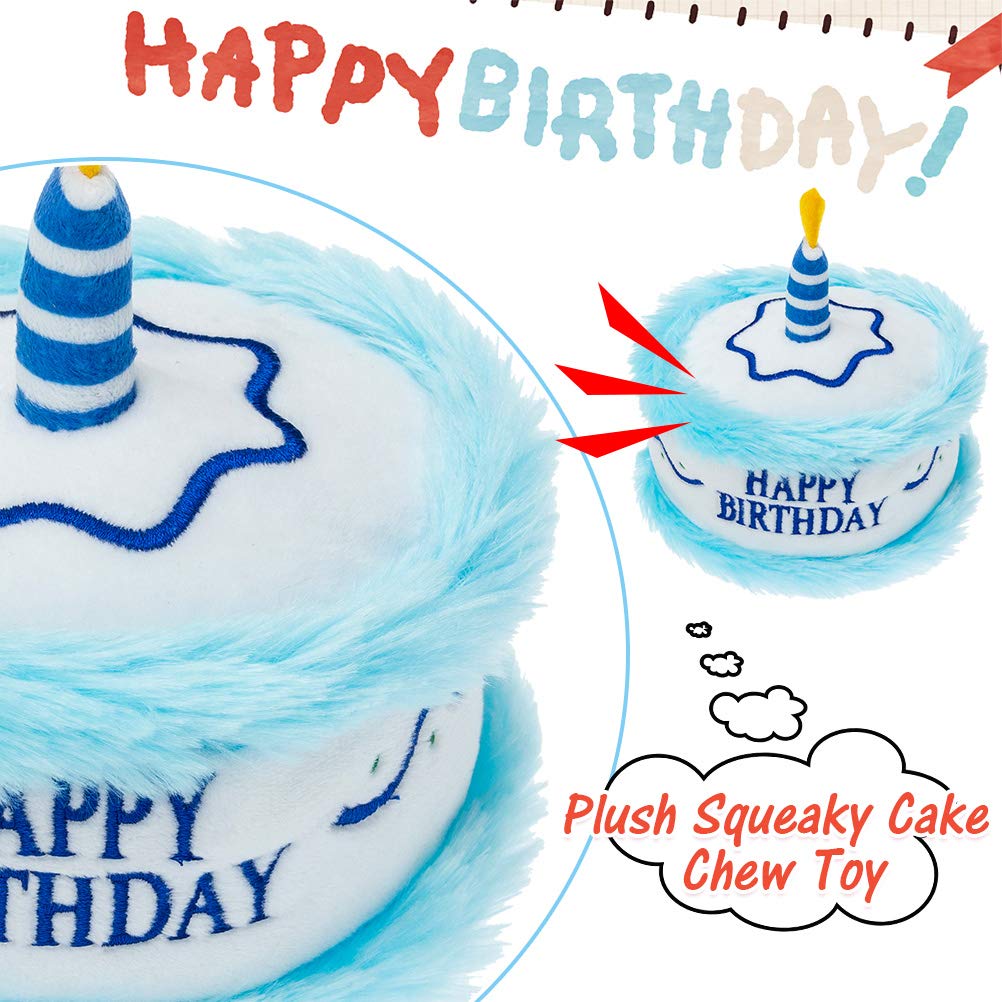 Expawlorer Dog Birthday Bandana Set - Cute Hat And Squeaky Cake Toy For Birthday Party Supplies Gift - Great For Small Medium La