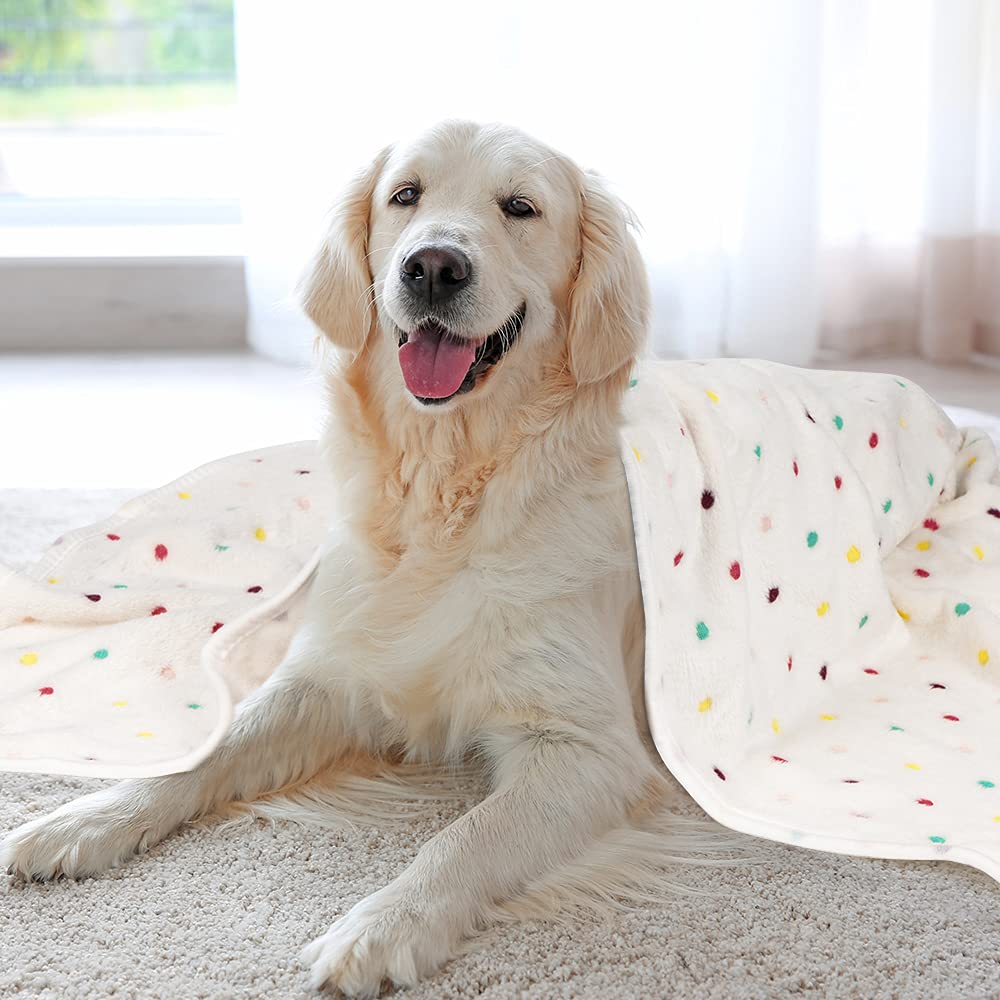 Dono 1 Pack 3 Dog Blankets, Soft Fluffy Fleece Pet Blanket Warm Sleep Mat Paw Print Design Puppy Kitten Throw Blanket Doggy Mat,