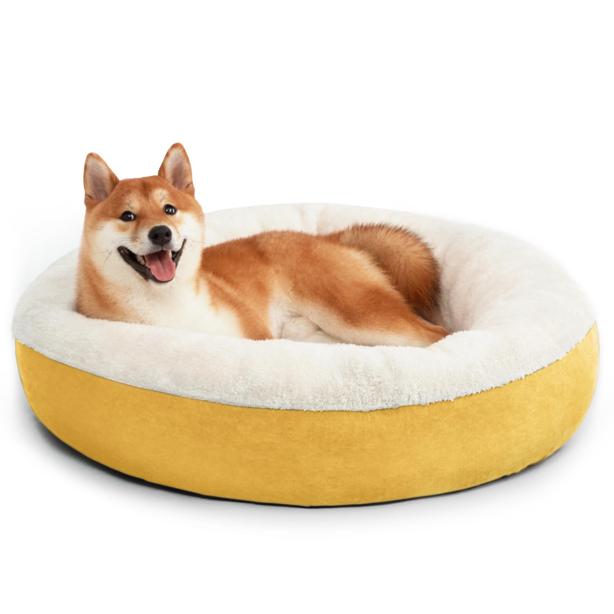 Love'S Cabin Donut Pet Bed Mat, 30In, Yellow, For Dogs, Soft, Durable, Anti-Slip, Water-Resistant, Washable