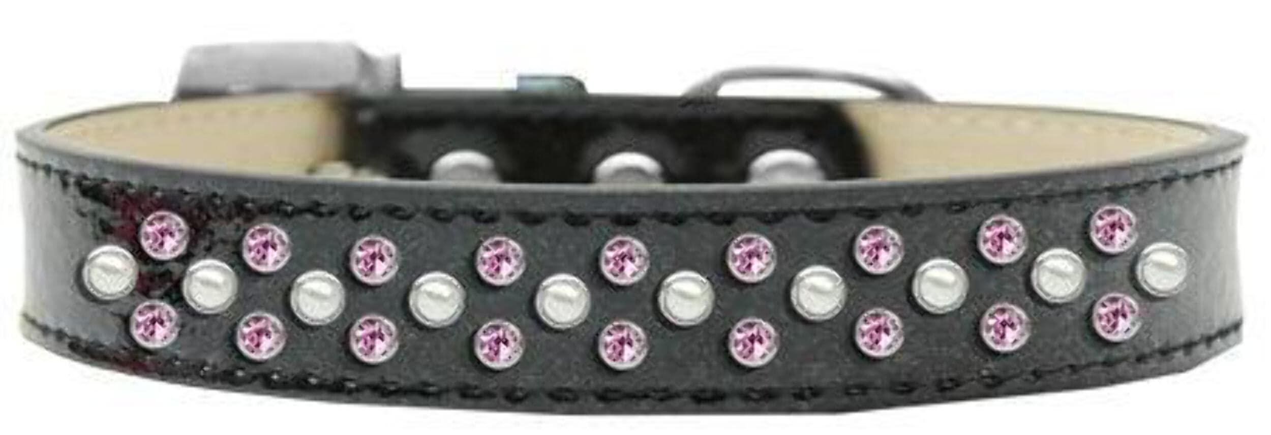 Mirage Pet Products Sprinkles Ice Cream Dog Collar with Pearl and Light Pink Crystals, Size 14, Gold
