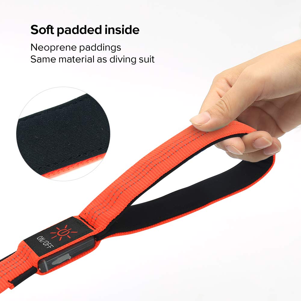 Candofly Reflective Led Dog Leash Rechargeable Pet Leash 4 Ft Dog Rope For Small Medium Large Dogs (Orange)