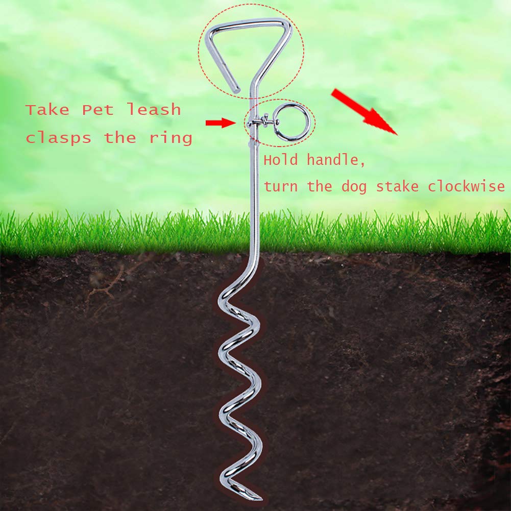 Darkyazi Dog Stake Tie Out Cable And Reflective Stake 16 Ft Outdoor, Yard And Camping, For Medium To Large Dogs Up To 125 Lbs (16Ft Cable, 18' Stake, Red)