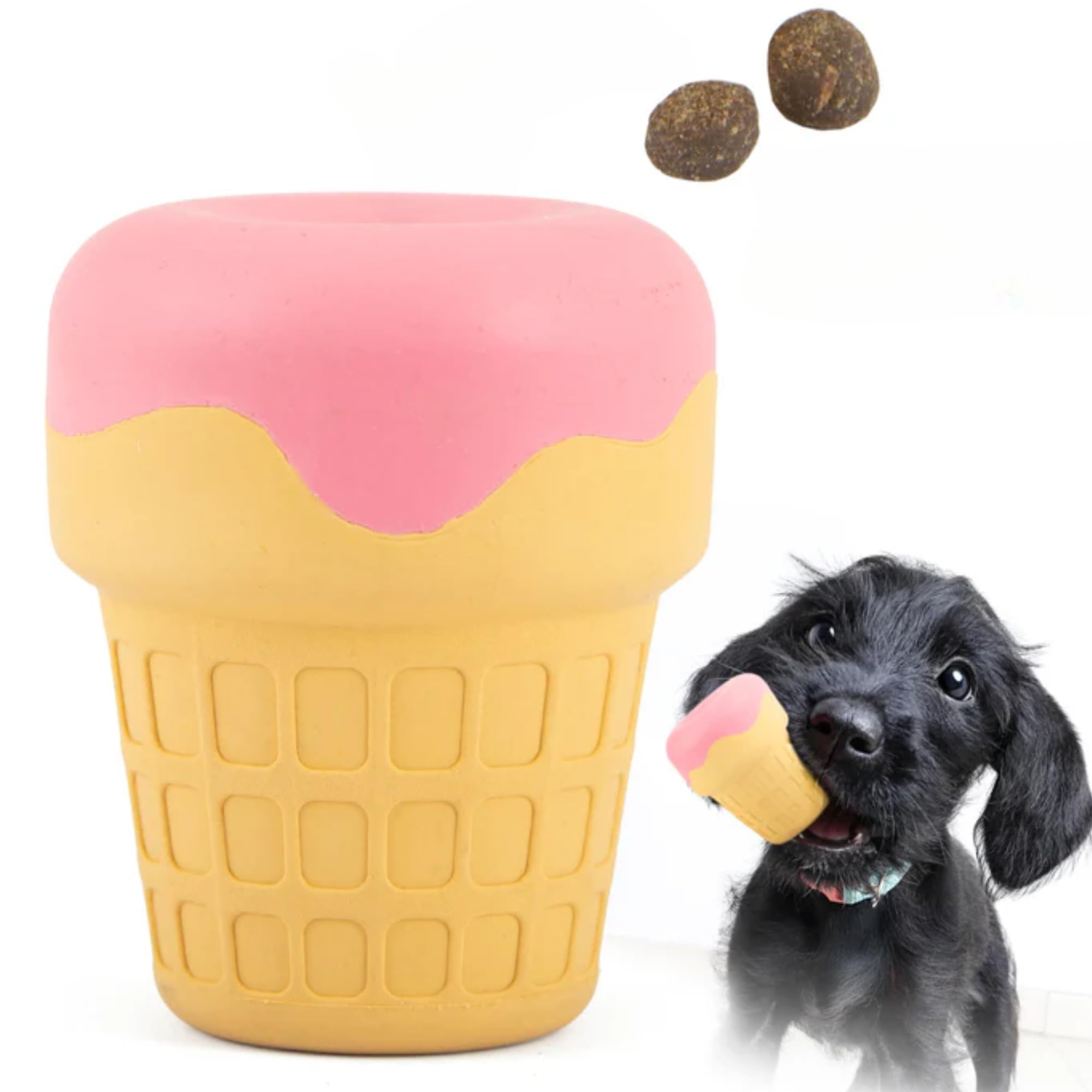 Jeffers Pet Natural Rubber Dog Chew Toy - Ice Cream Cone, Large - Treat Dispensing, Vanilla Scent, Durable, Non-Toxic, Dishwashe