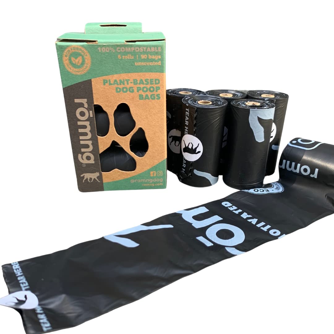 Premium Plant-Based Waste Bags For Dogs - Certified Tuv Compostable - Unscented - Fits Standard Dispensers - Leak-Proof & Easy T