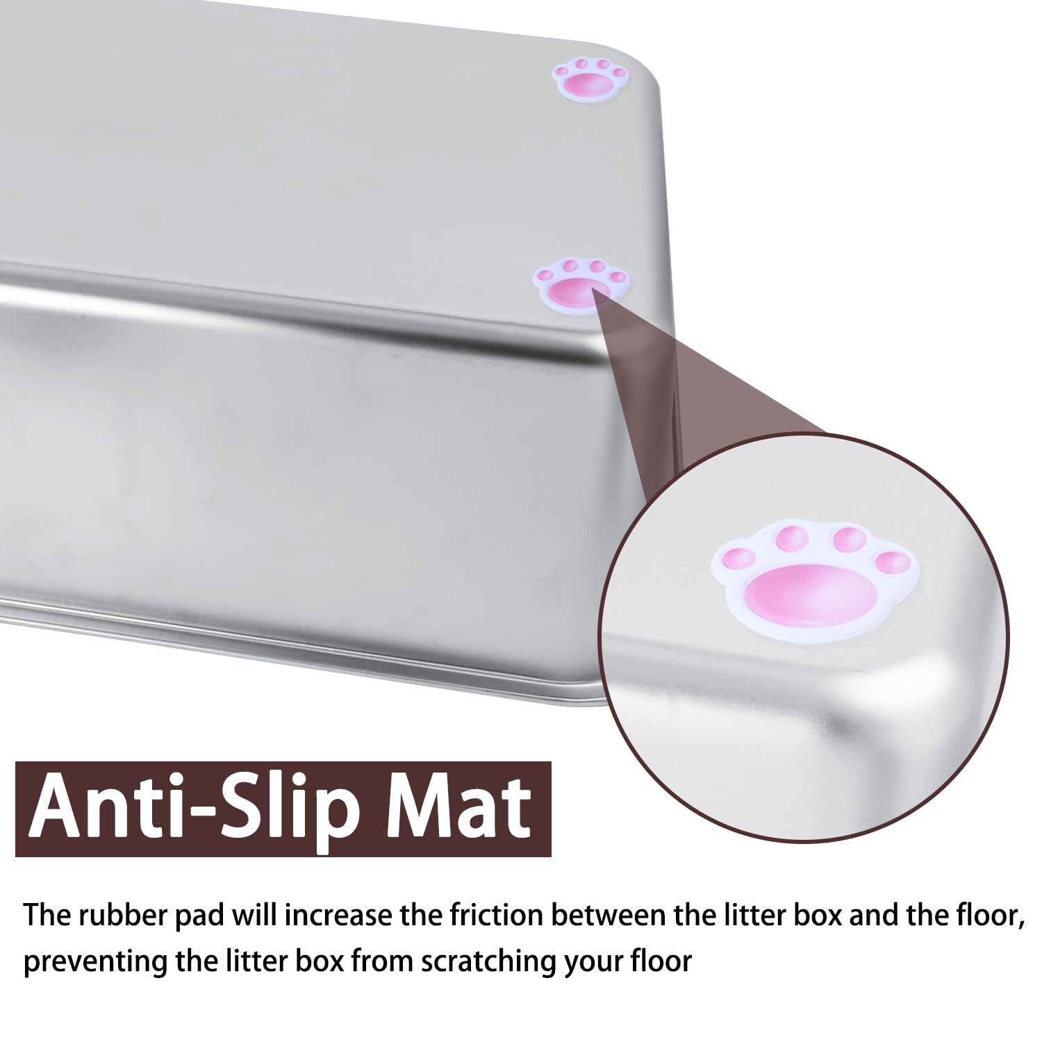 HNeekyr Stainless Steel Cat Litter Box for Adult Cats or Kitty/Kitten 19.5x13.6x6 Rust-Proof, High Side, Non Stick, No Smell, Ea