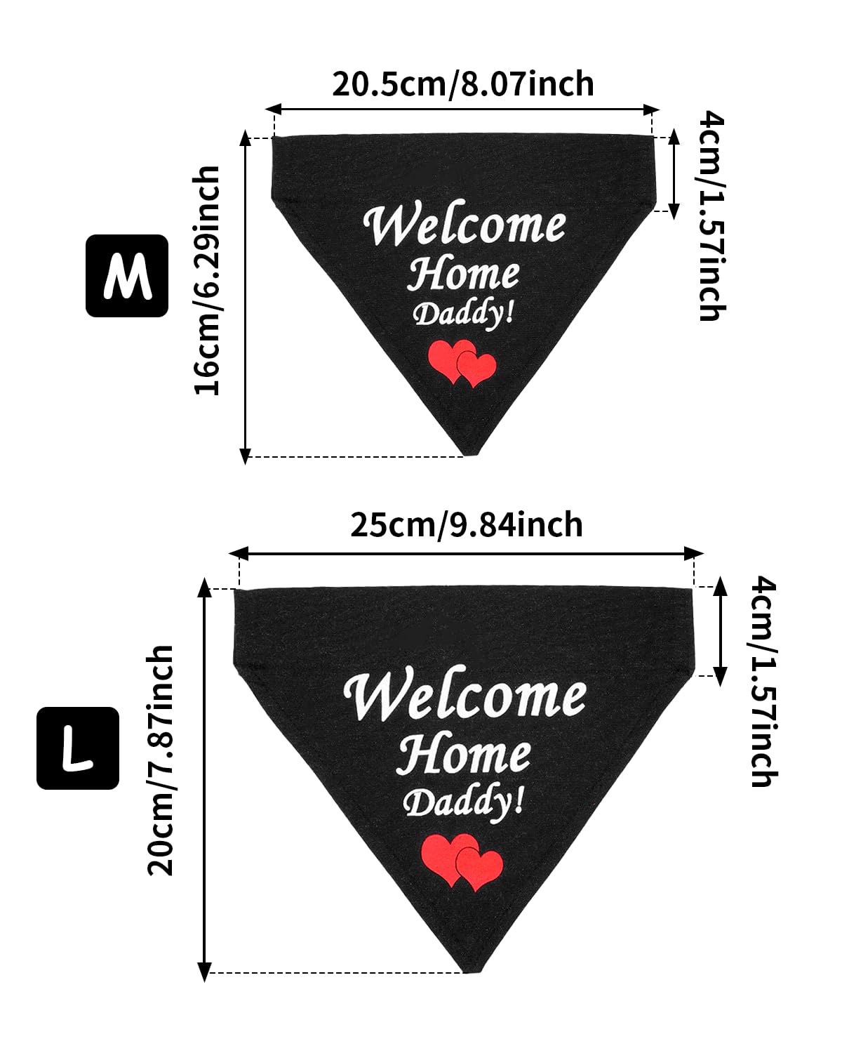 Pet Show 2 Pack Welcome Home Daddy Mommy Dog Bandanas For Medium Large Dogs Reversible Slip On Bibs White Black Washable Scarf S