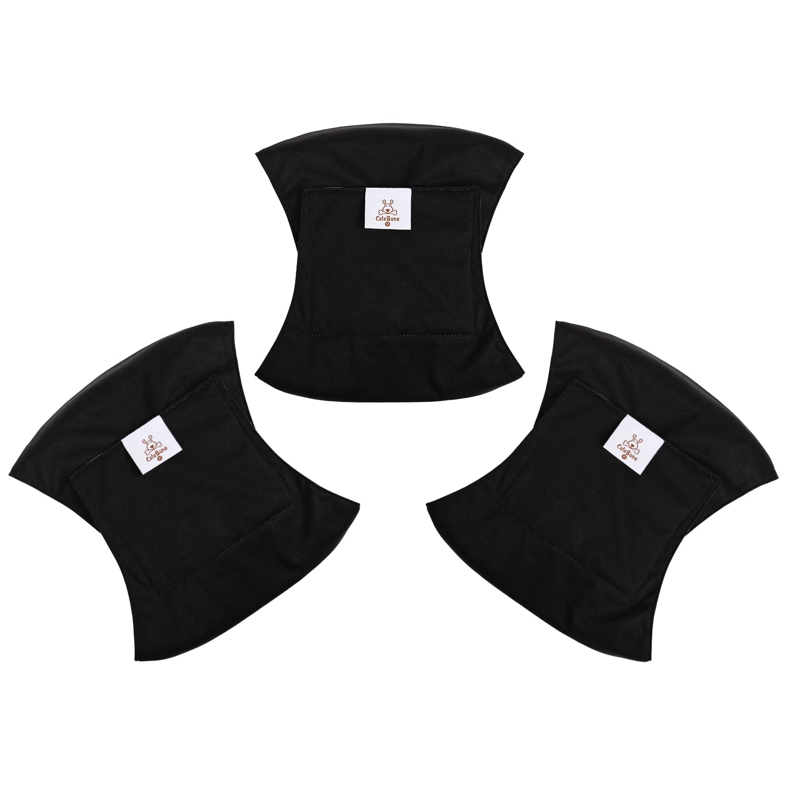 Cutebone Dog Diapers Male Washable Belly Band For Male Dogs Wraps Black 3Pcs A Pack Dm44S