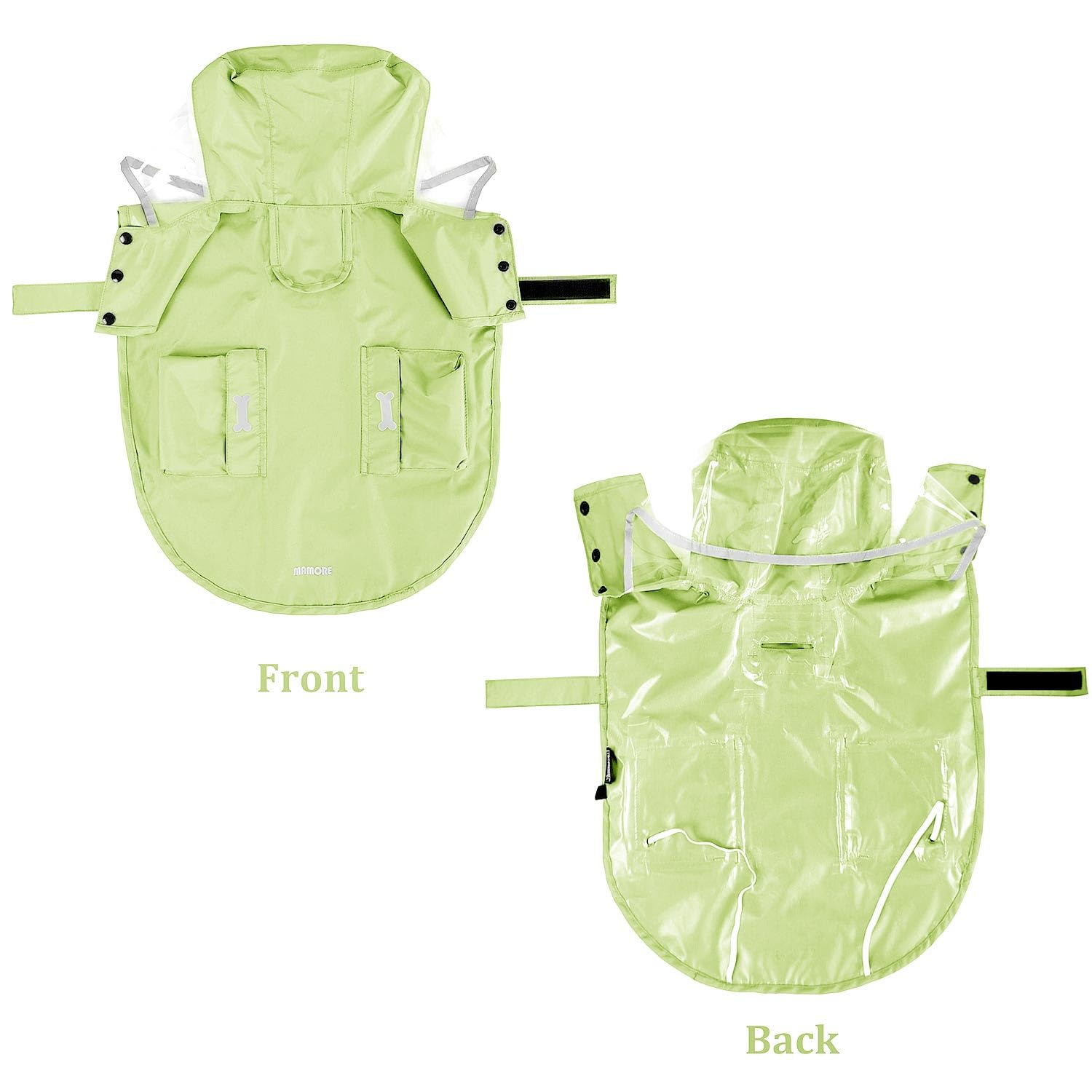 Waterproof Dog Raincoat, Adjustable Reflective Lightweight Pet Rain Clothes With Poncho Hood(X-Large,Light Green)
