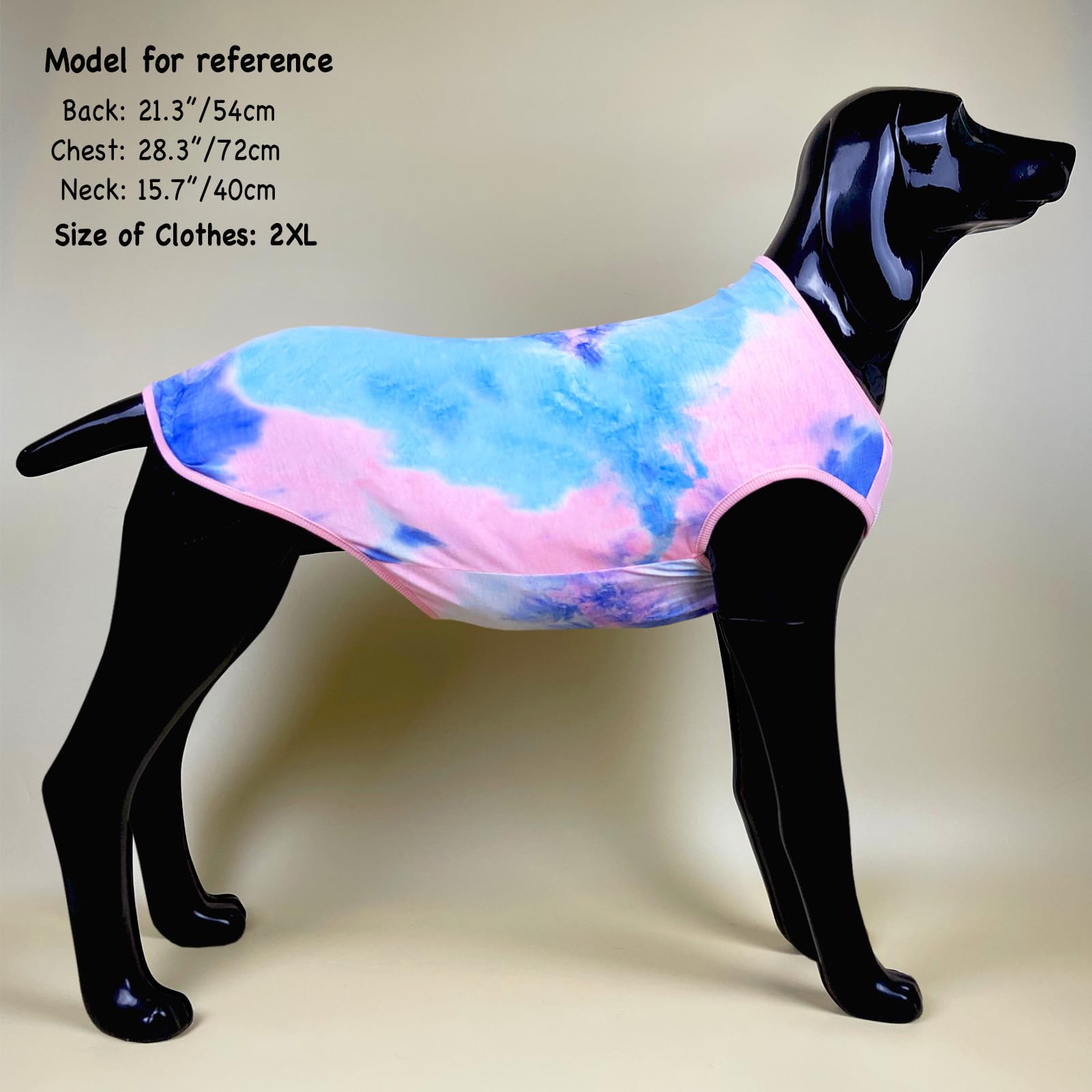 D.E.E Cotton Dog Shirts Large Tie Dye Dog Clothes Lightweight Girl Boy Big (Vestpink, X-Large)