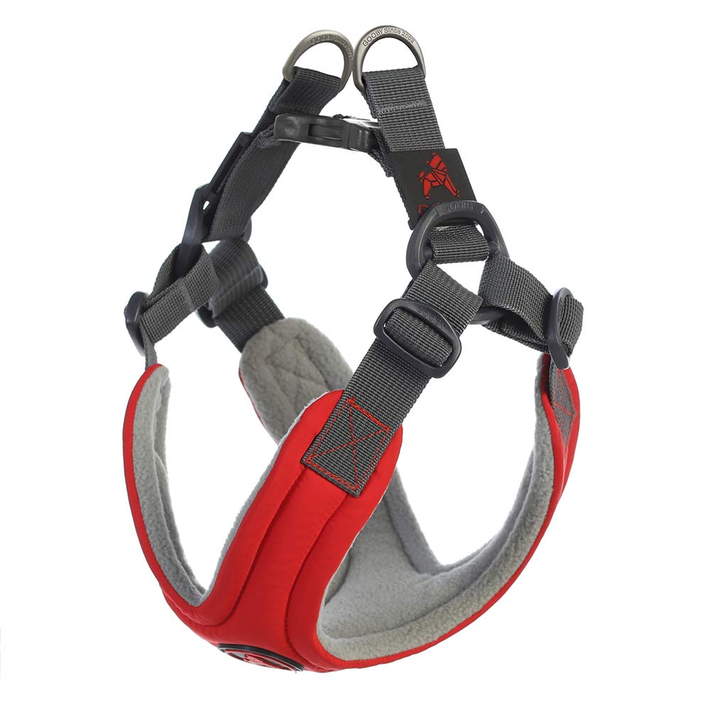 Gooby Escape Free Memory Foam Harness - Red, Small - No Pull Step-in Small Dog Harness with Four Point Adjustment - Perfect on T