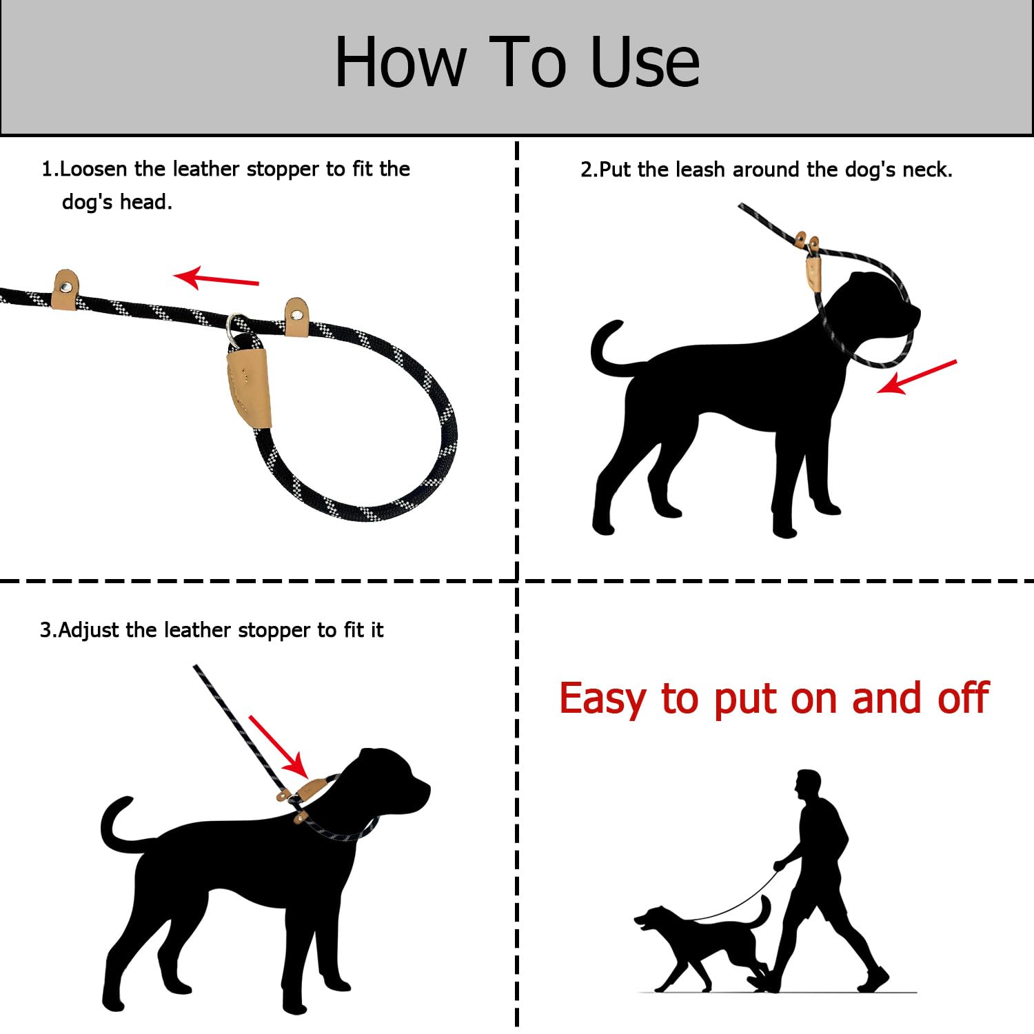 Slip Lead Rope Dog Leash Heavy Duty For Training, Nylon Strong Slip Leads For Dogs 6 Ft X 1/2 Inch,Comfortable Training Leash Fo
