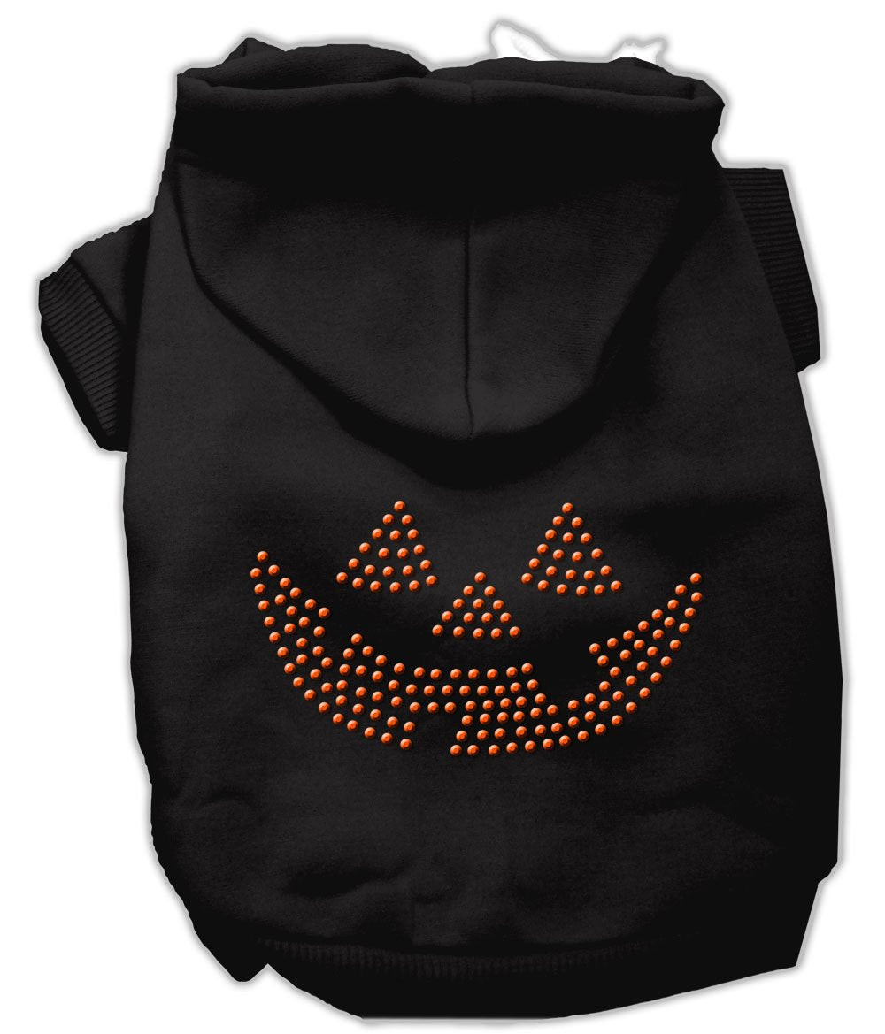 Halloween Pet Dog & Cat Hoodie Rhinestone, "Jack O' Lantern" Black 3XL (25-35 lbs.)